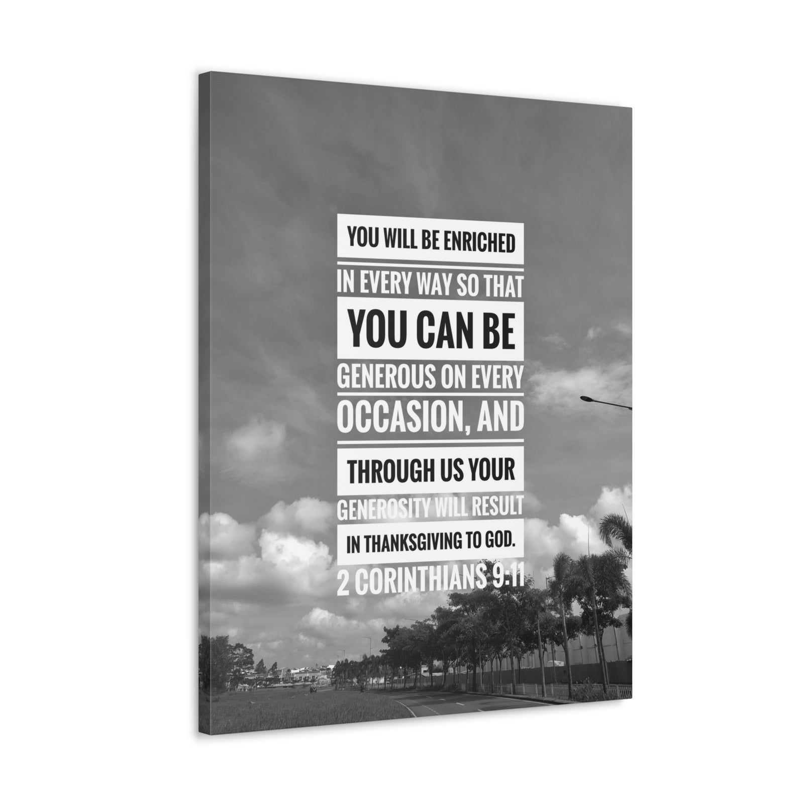 Scripture Canvas You Will Be Enriched 2 Corinthians 9:11 Christian Wall Art Bible Verse Print Ready to Hang-Express Your Love Gifts