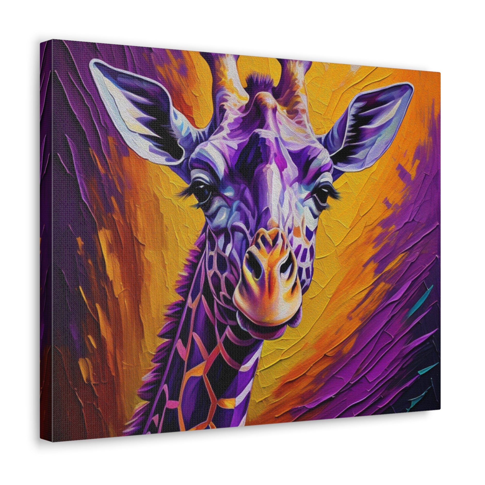 Giraffe Abstract Purple Modern Oil Painting Canvas Wall Art for Home Decor Ready-to-Hang-Express Your Love Gifts