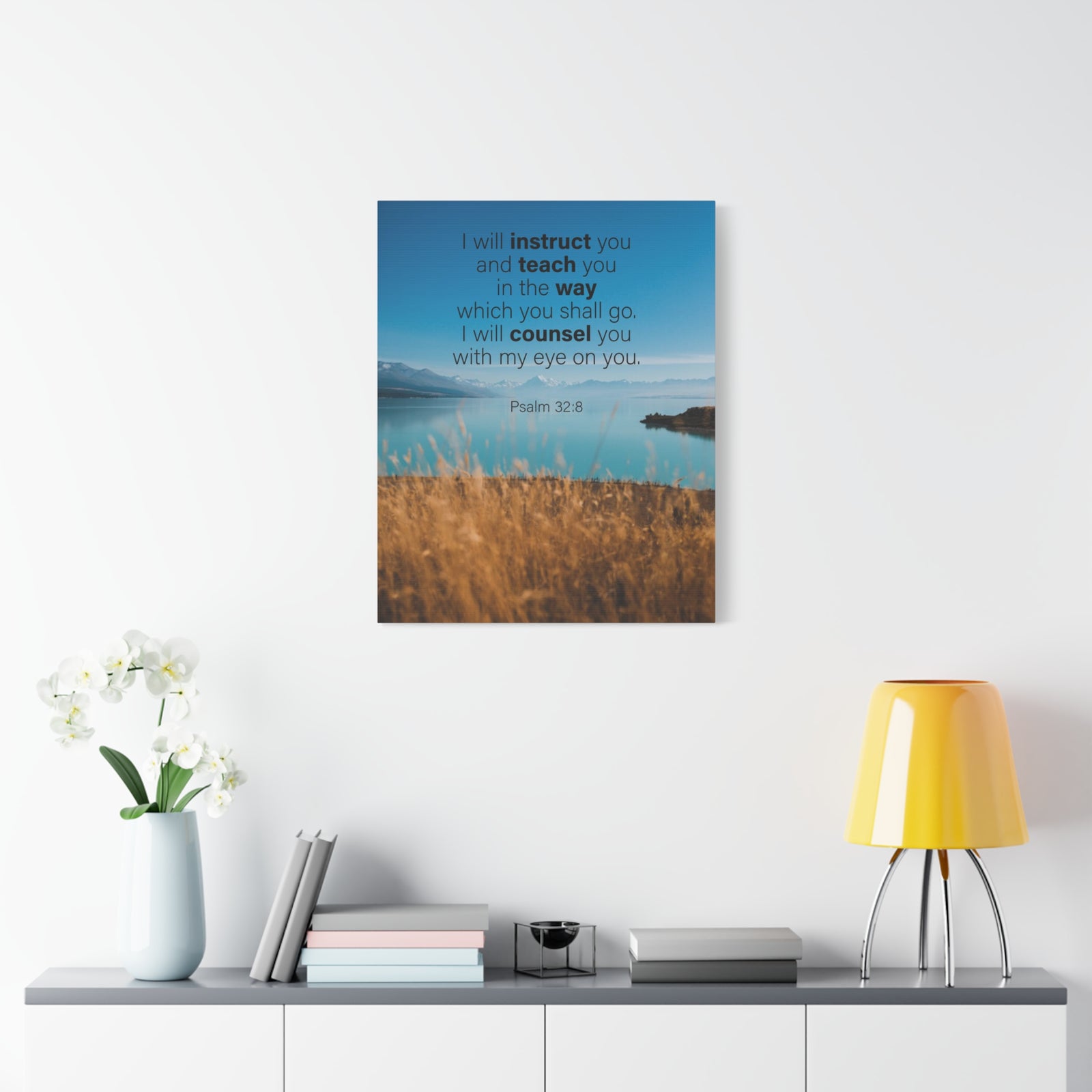 Scripture Canvas God's Instruction Psalm 32:8 Christian Wall Art Bible Verse Print Ready to Hang-Express Your Love Gifts