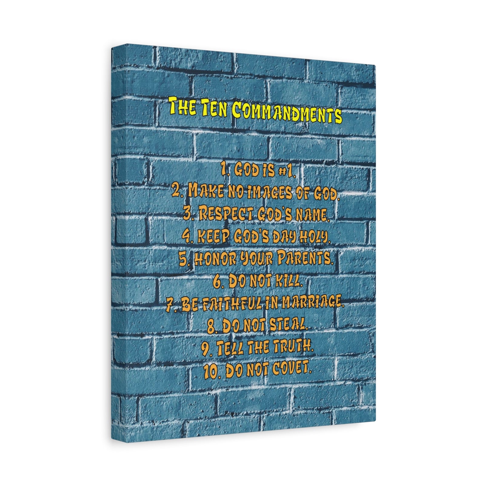 Scripture Canvas 10 Commandments For Kids Brick Wall Christian Wall Art Print Ready to Hang-Express Your Love Gifts