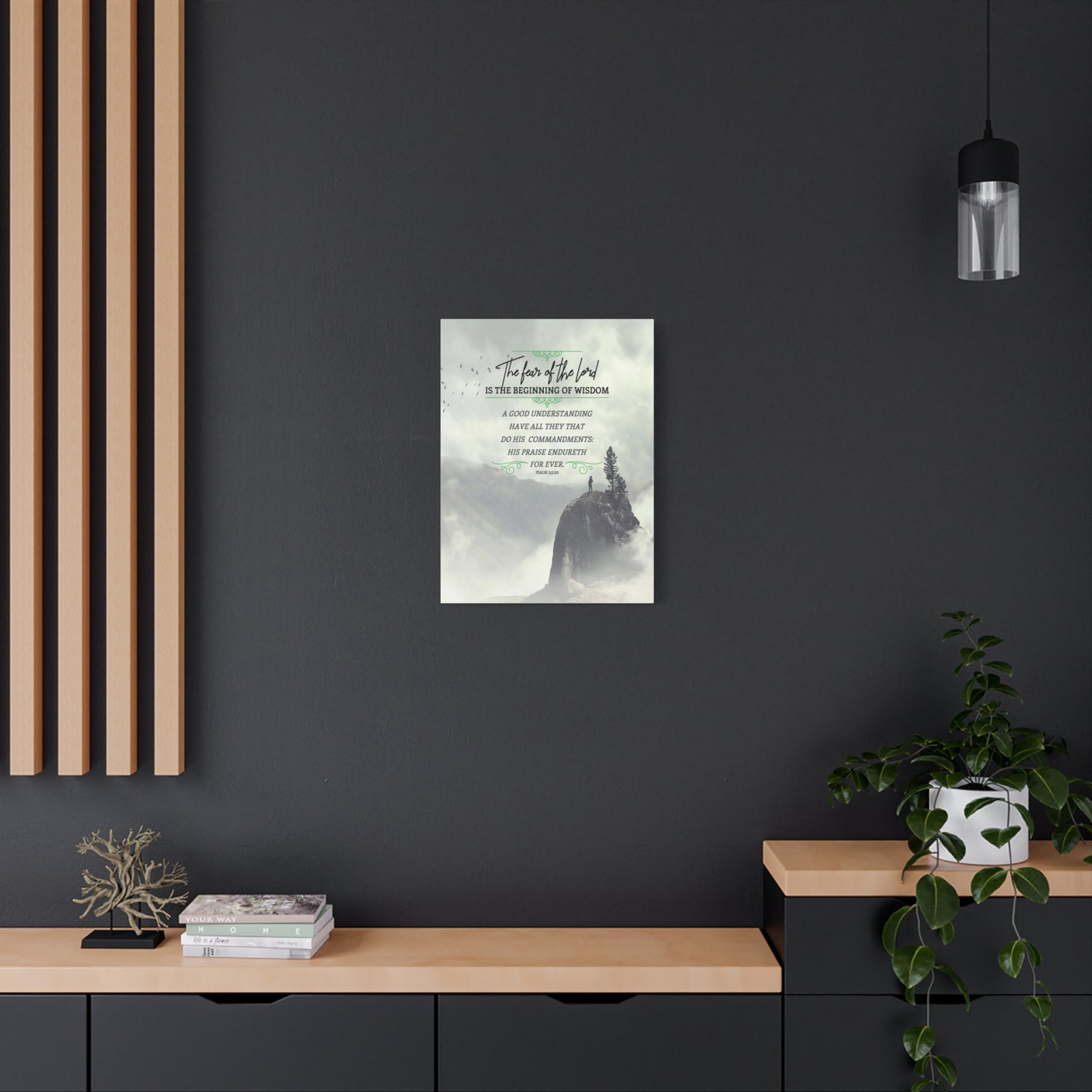 Scripture Canvas The Fear of The Lord Psalm 111:10 Christian Wall Art Bible Verse Print Ready to Hang-Express Your Love Gifts