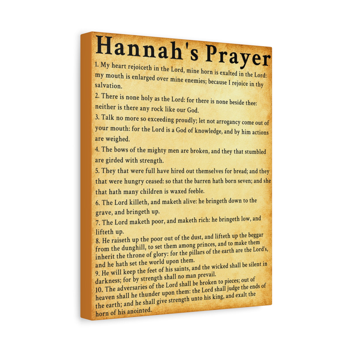 Scripture Walls Hannah's Prayer 1 Samuel 2:1–10 Gold Bible Verse Canvas Christian Wall Art Ready to Hang Unframed-Express Your Love Gifts