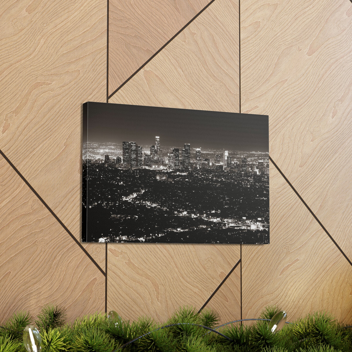 Los Angeles Black And White Skyline Canvas Artwork High-Quality Breathtaking Stunning Cityscape for Home Decor Ready to Hang-Express Your Love Gifts