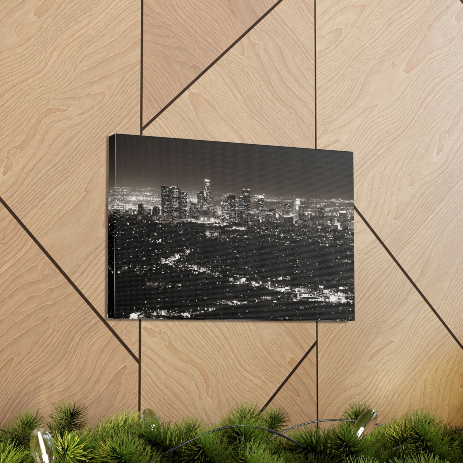 Los Angeles Black And White Skyline Canvas Artwork High-Quality Breathtaking Stunning Cityscape for Home Decor Ready to Hang-Express Your Love Gifts