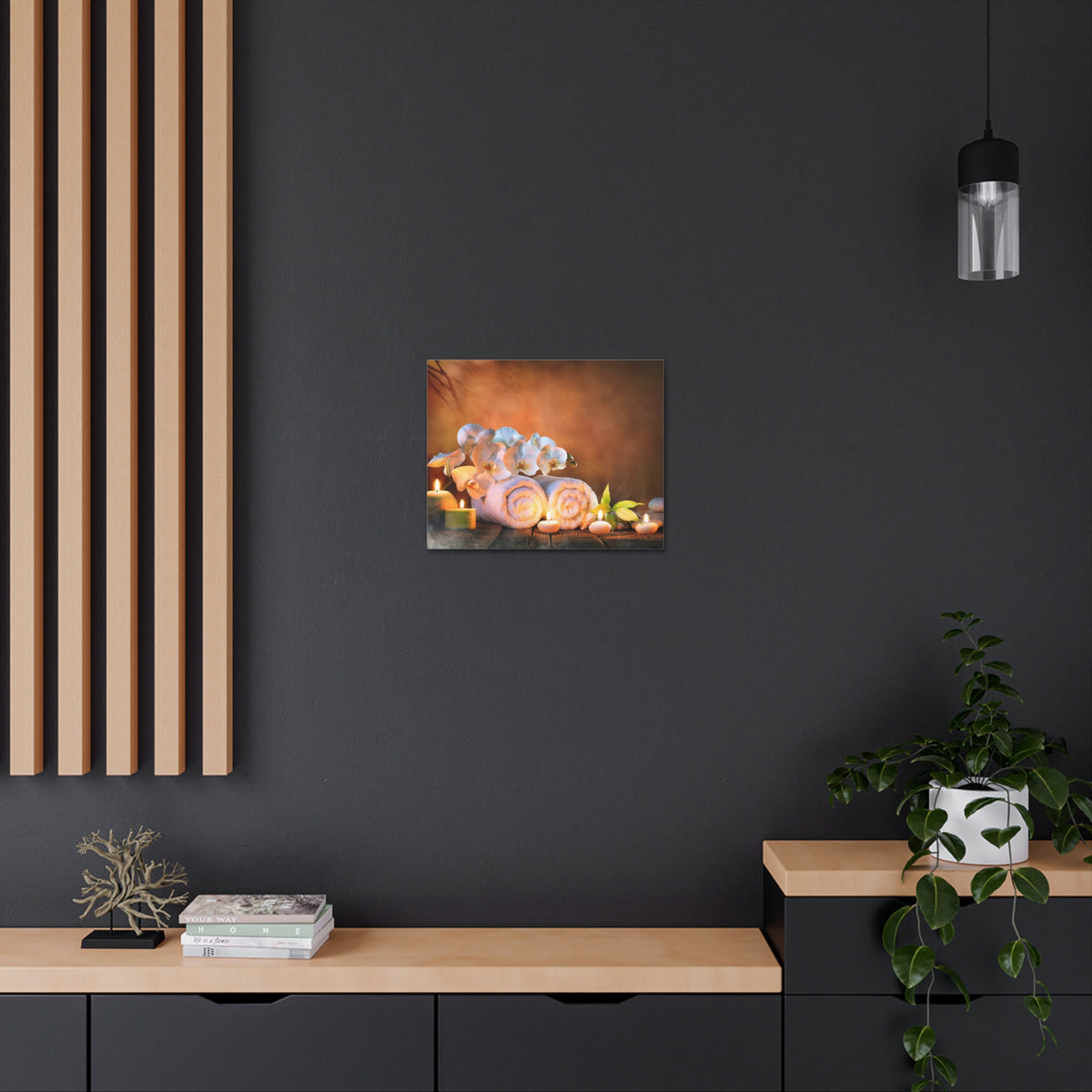 Candles and Orchid Forest Floral Nature Photography Canvas Wall Art for Home Decor Ready-to-Hang-Express Your Love Gifts