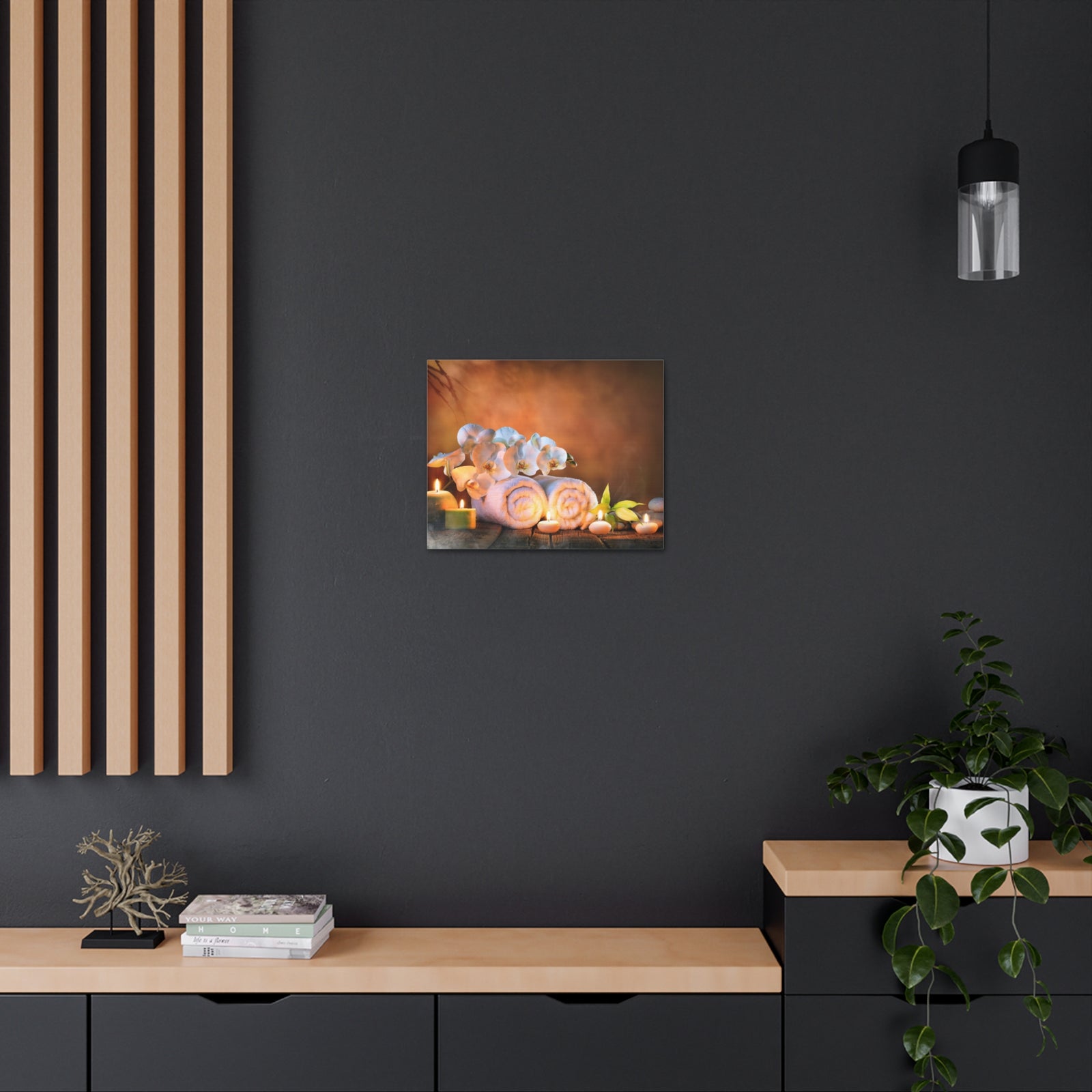 Candles and Orchid Forest Floral Nature Photography Canvas Wall Art for Home Decor Ready-to-Hang-Express Your Love Gifts