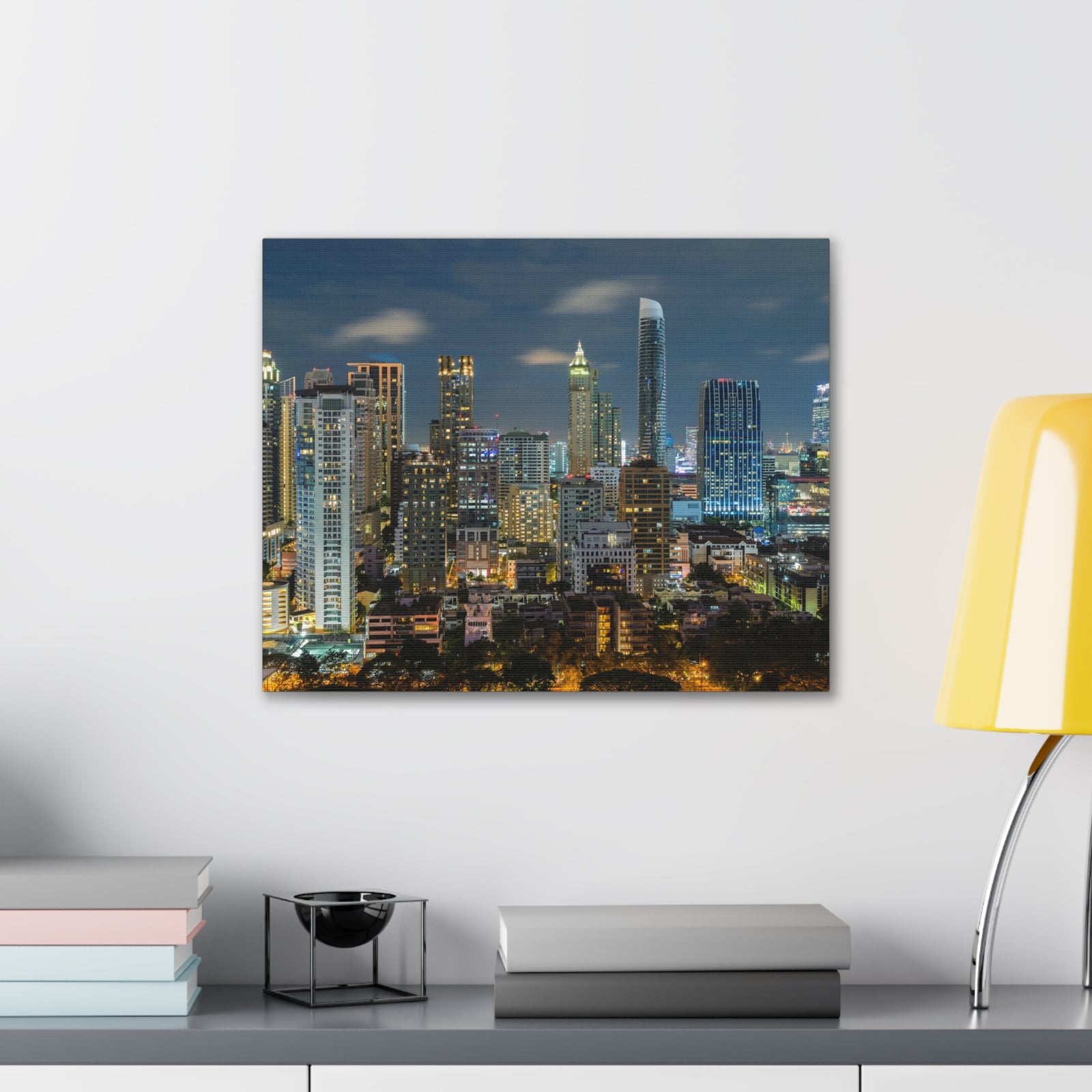 Bangkok Night Skyline Canvas Artwork High-Quality Breathtaking Stunning Cityscape for Home Decor Ready to Hang-Express Your Love Gifts