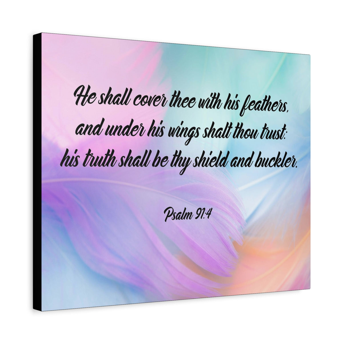 Scripture Canvas Under His Wings Psalm 91:4 Christian Wall Art Bible Verse Print Ready to Hang-Express Your Love Gifts