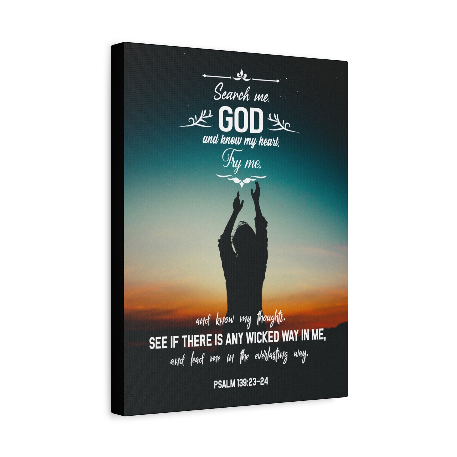 Scripture Canvas The Everlasting Way Psalm 139:23‭-‬24 Christian Wall Art Bible Verse Print Ready to Hang-Express Your Love Gifts