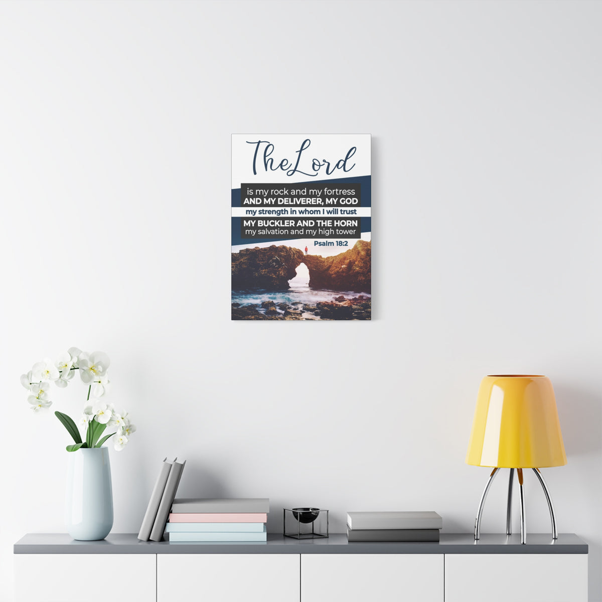Scripture Canvas The Lord is My Rock Psalm 18:2 KJV Christian Wall Art Bible Verse Print Ready to Hang-Express Your Love Gifts