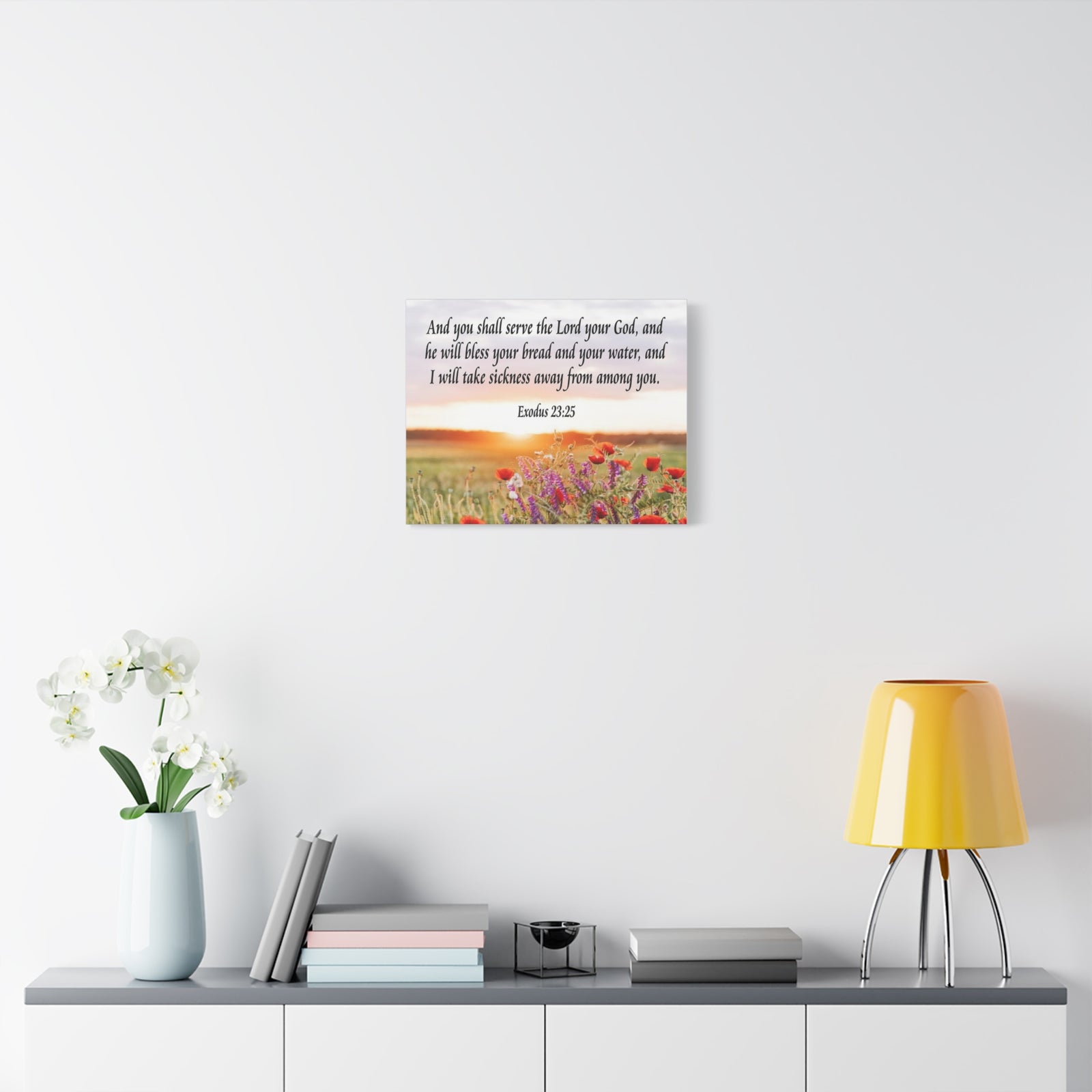Bible Verse Canvas And You Shall Serve the Lord Exodus 23:25 Scripture Wall Art Christian Home Decor-Express Your Love Gifts
