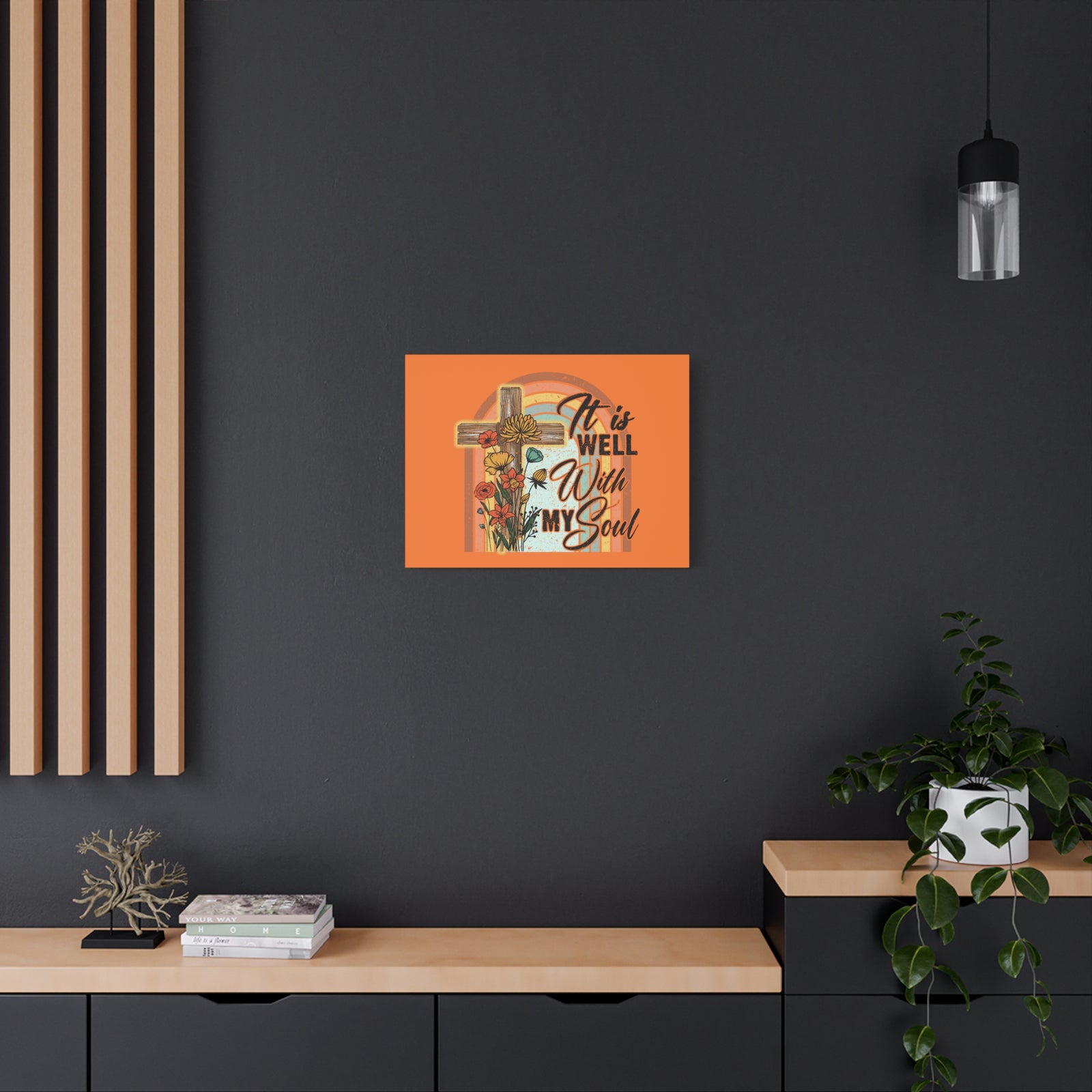 Scripture Canvas With My Soul Psalm 42:7 Bright Orange Christian Wall Art Bible Verse Print Ready to Hang-Express Your Love Gifts