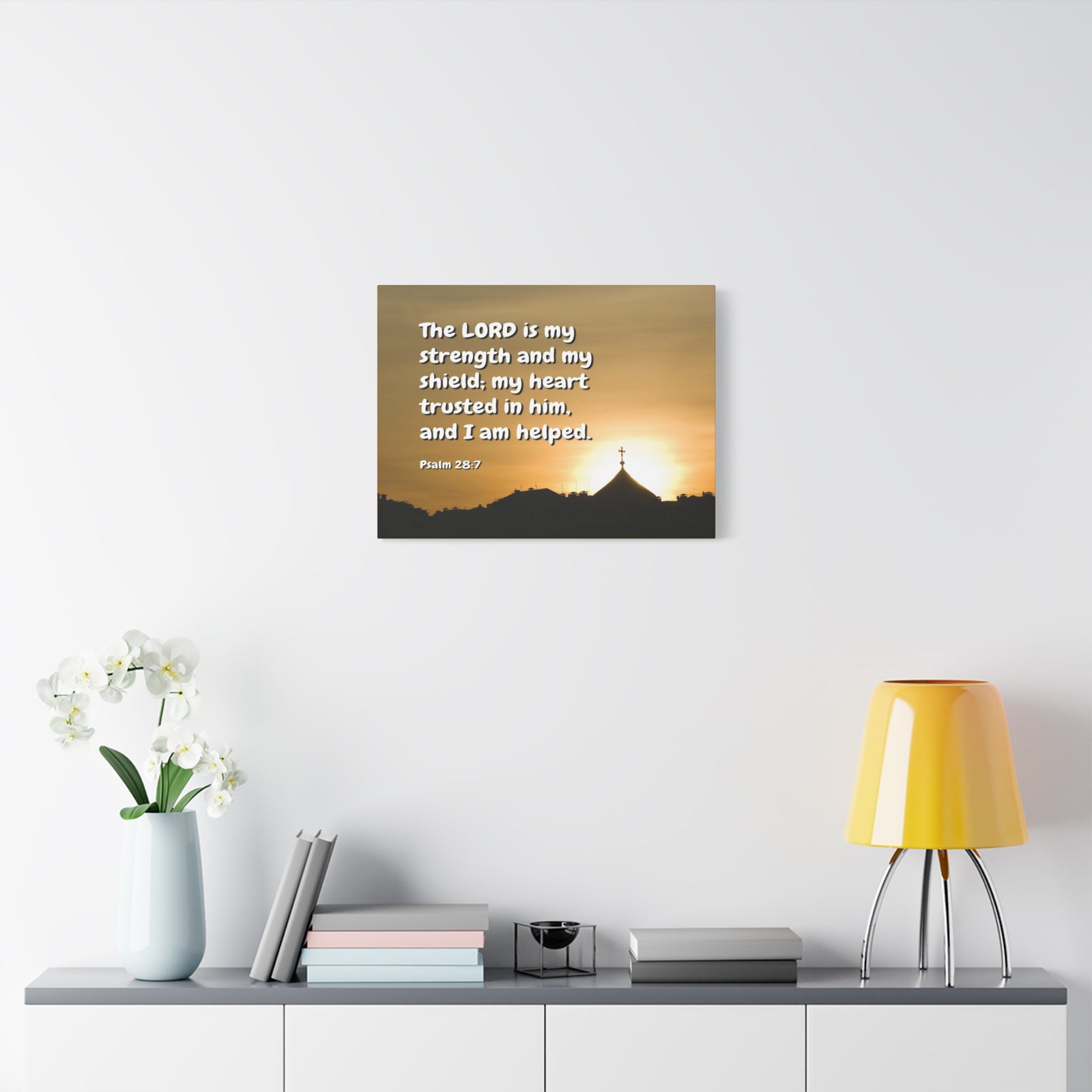 Scripture Canvas I Am Helped Psalm 28:7 Christian Wall Art Bible Verse Print Ready to Hang-Express Your Love Gifts