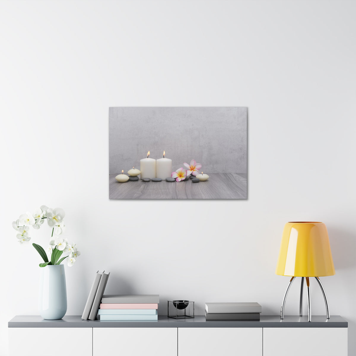 Pink Frangipani and Candle Forest Floral Nature Photography Canvas Wall Art for Home Decor Ready-to-Hang-Express Your Love Gifts