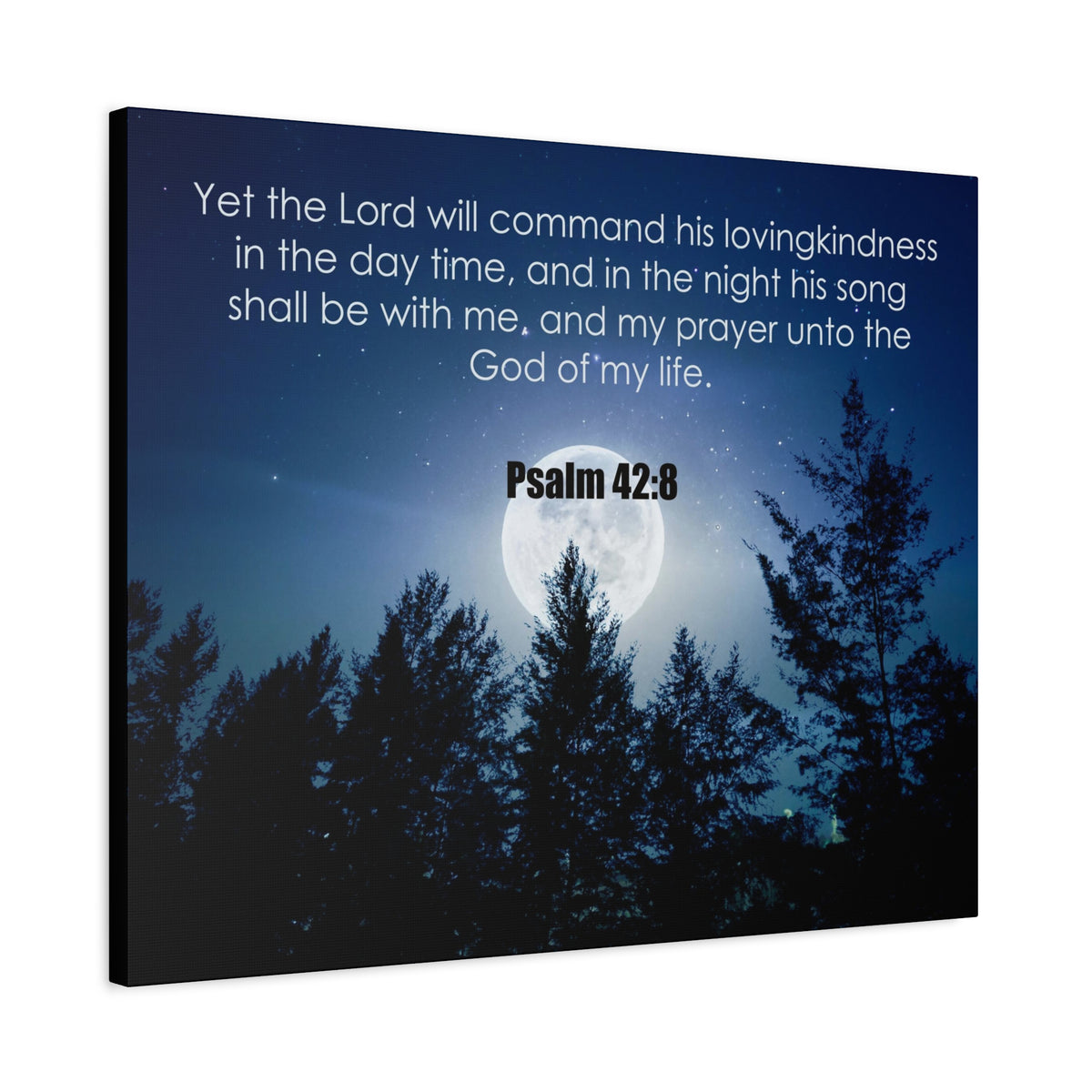 Bible Verse Canvas God of My Life Psalm 42:8 Christian Home Décor Wall Art Scripture Ready to Hang Faith Print-Express Your Love Gifts