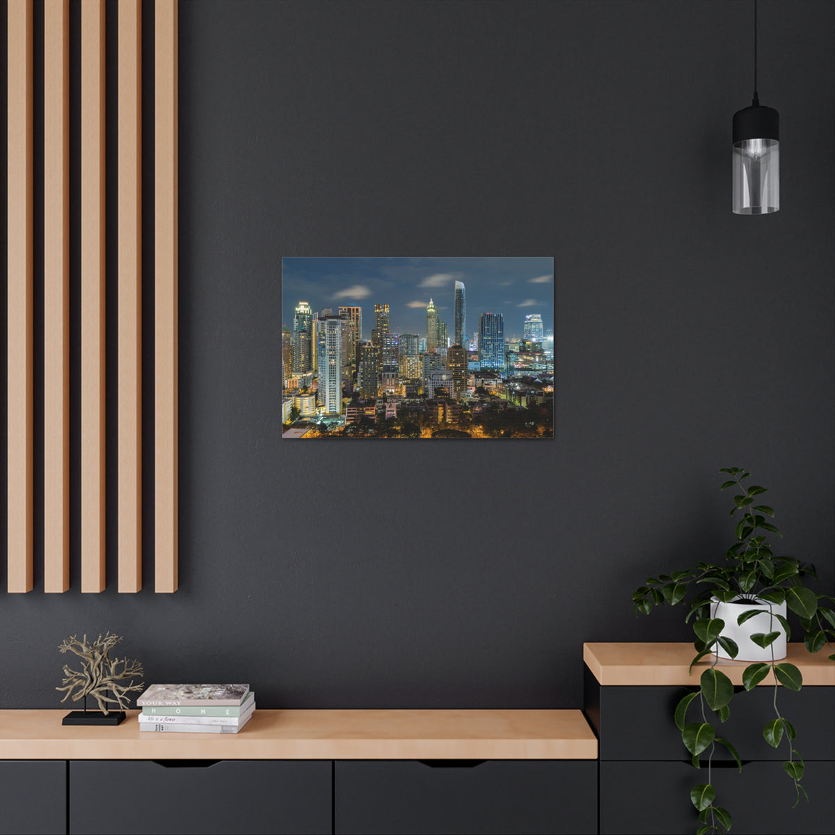 Bangkok Night Skyline Canvas Artwork High-Quality Breathtaking Stunning Cityscape for Home Decor Ready to Hang-Express Your Love Gifts
