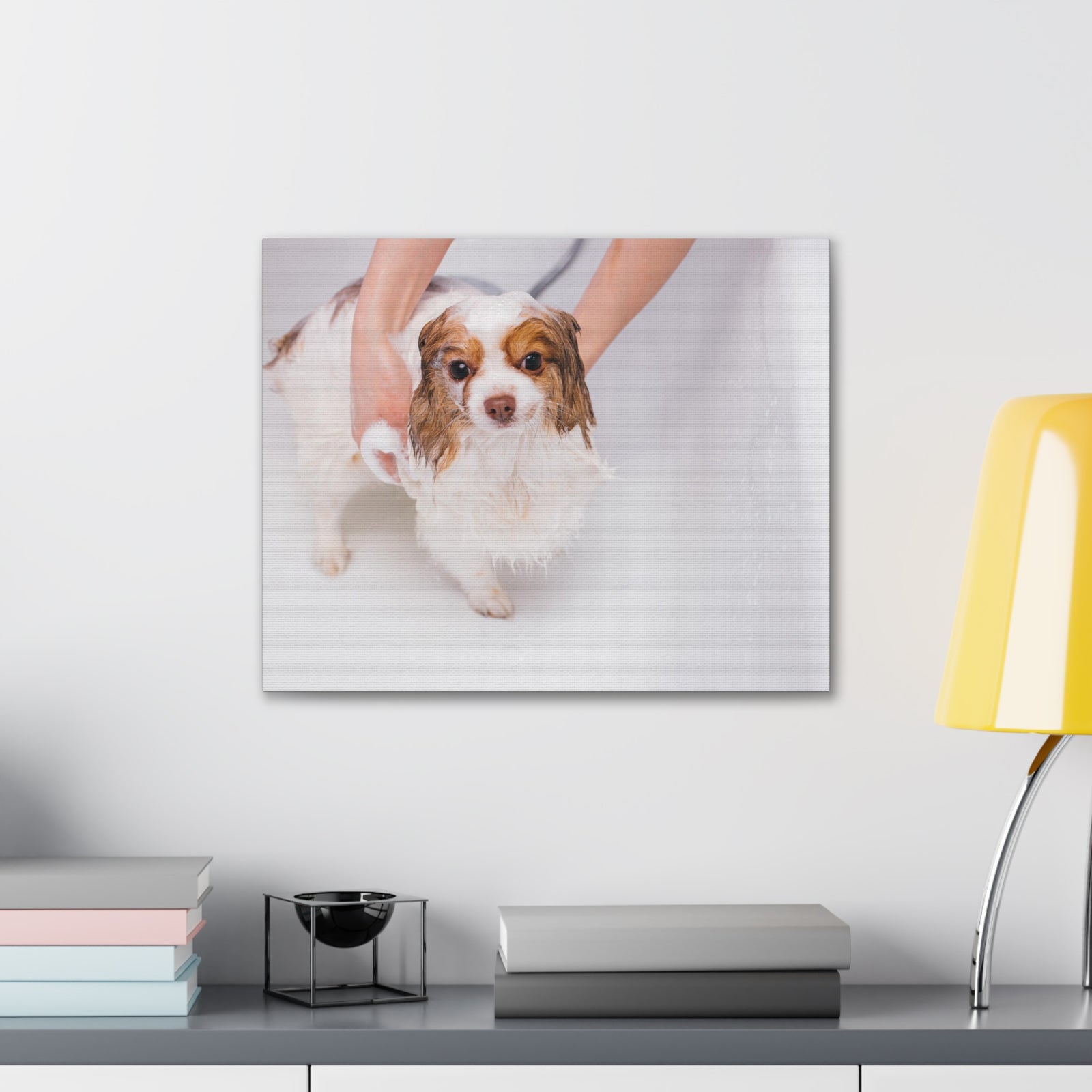 Cute Cavalier King Charles Spaniel Bath Canvas Wall Art for Home Decor Ready-to-Hang-Express Your Love Gifts