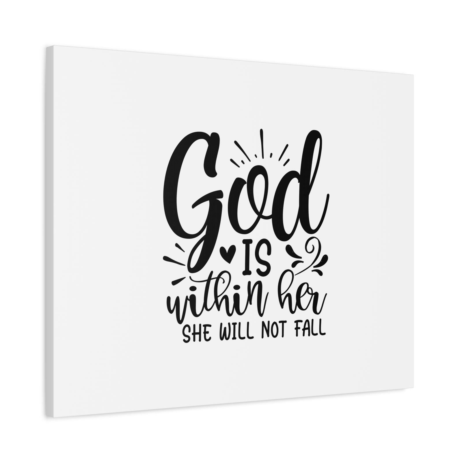 Scripture Canvas She Will Not Fall Psalms 46:5 Heart Christian Wall Art Bible Verse Print Ready to Hang-Express Your Love Gifts