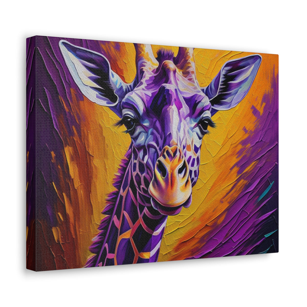 Giraffe Abstract Purple Modern Oil Painting Canvas Wall Art for Home Decor Ready-to-Hang-Express Your Love Gifts