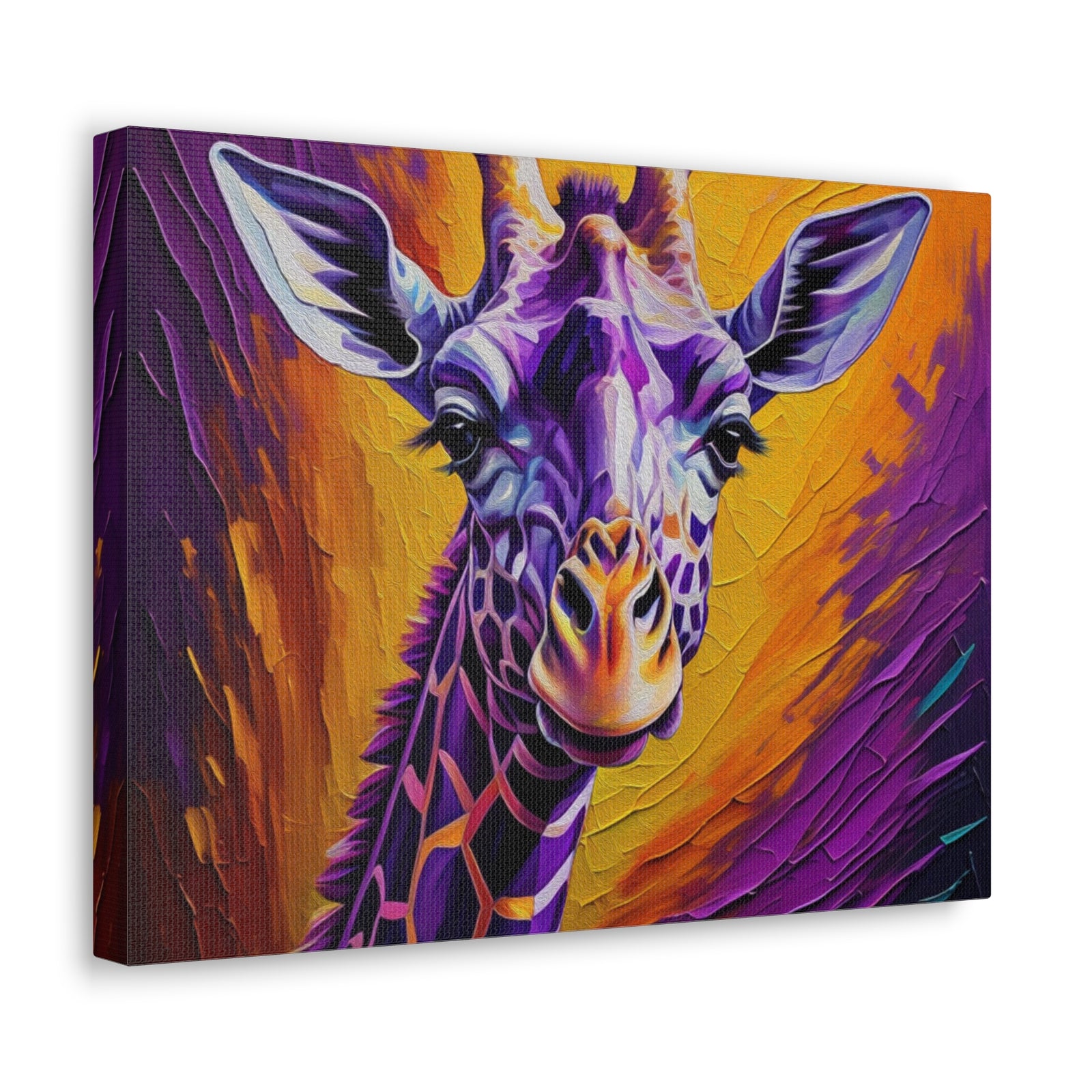 Giraffe Abstract Purple Modern Oil Painting Canvas Wall Art for Home Decor Ready-to-Hang-Express Your Love Gifts