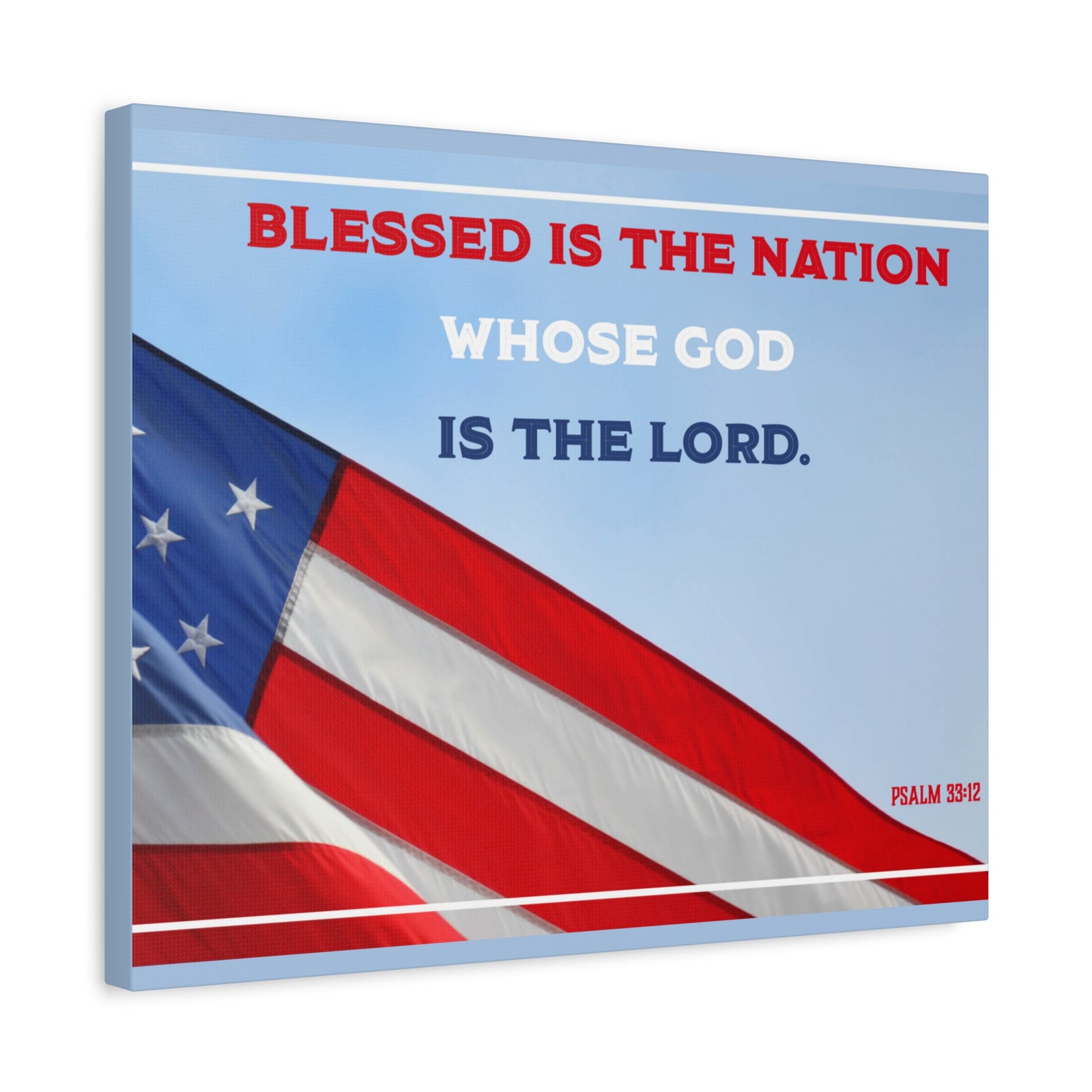 Scripture Canvas Blessed Is The Nation Psalm 33:12 Christian Wall Art Bible Verse Print Ready to Hang-Express Your Love Gifts