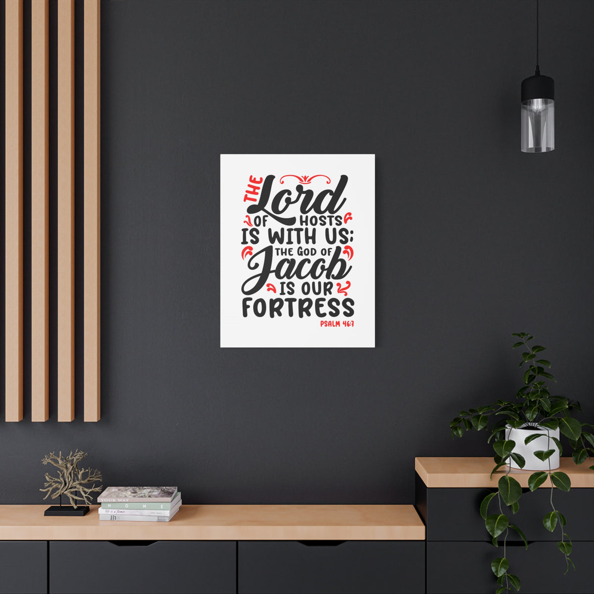 Scripture Canvas The Lord Of Hosts Psalm 46:7 Christian Wall Art Bible Verse Print Ready to Hang-Express Your Love Gifts