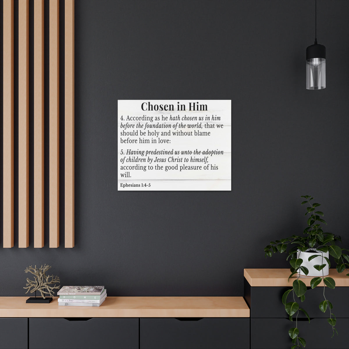 Scripture Walls Ephesians 1:4-5 Chosen in Christ White Bible Verse Canvas Christian Wall Art Ready to Hang Unframed-Express Your Love Gifts