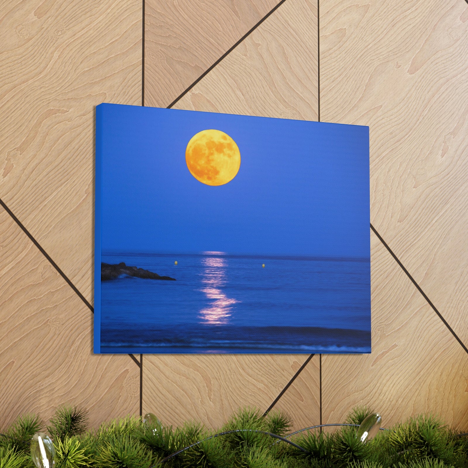 Super Moon over Seascape Sea Canvas Wall Art for Home Decor Ready-to-Hang-Express Your Love Gifts