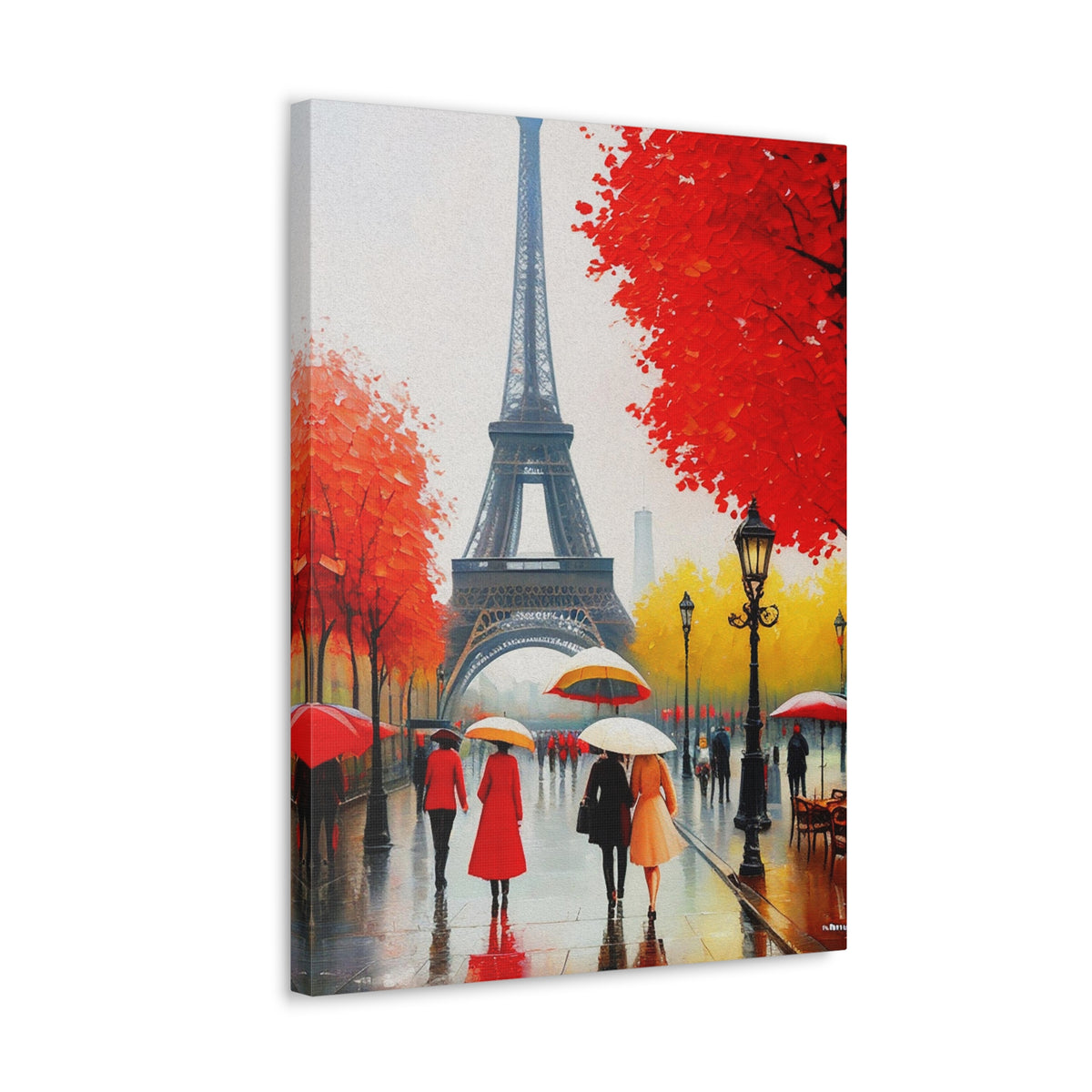 Paris Eiffel Tower Red Dress And Red Tree France Canvas Artwork High-Quality Breathtaking French City for Home Decor Ready to Hang-Express Your Love Gifts