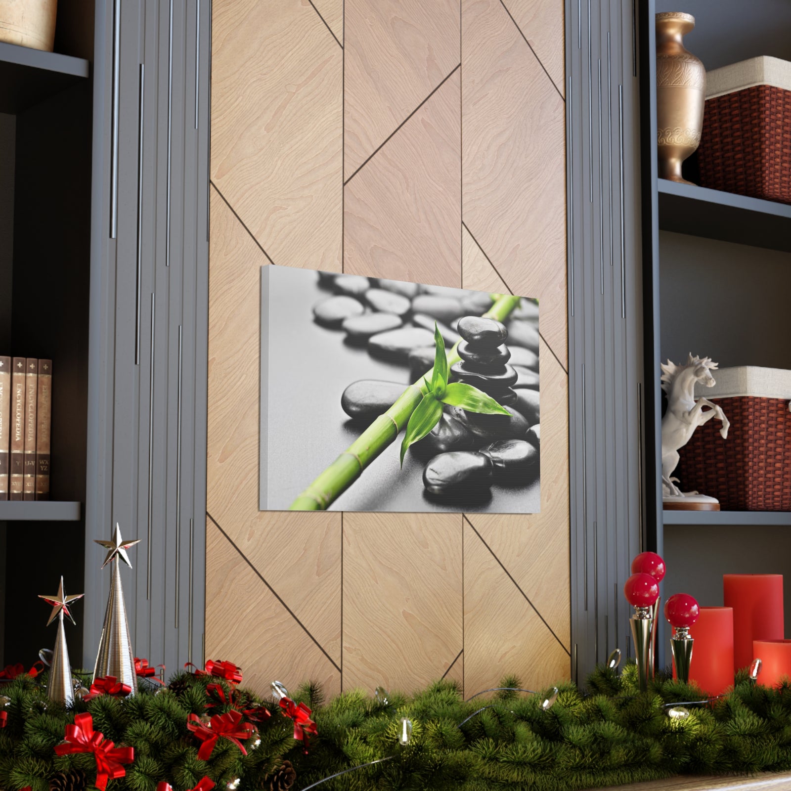 Basalt Stones on Black Forest Floral Nature Photography Canvas Wall Art for Home Decor Ready-to-Hang-Express Your Love Gifts