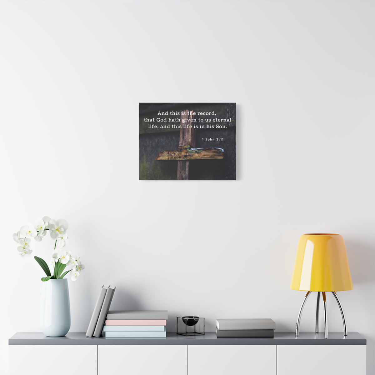 Scripture Walls The Record 1 John 5:11 Bible Verse Canvas Christian Wall Art Ready to Hang-Express Your Love Gifts