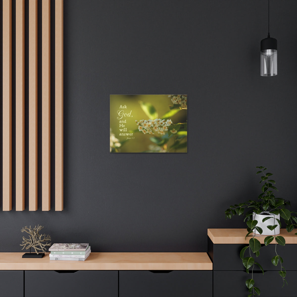 Scripture Canvas He Will Answer James 1:5 Christian Wall Art Bible Verse Print Ready to Hang-Express Your Love Gifts
