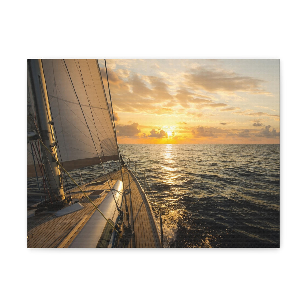 Sailboat Sailing In Mediterranean Sea At Sunset Ocean Canvas Wall Art for Home Decor Ready-to-Hang-Express Your Love Gifts