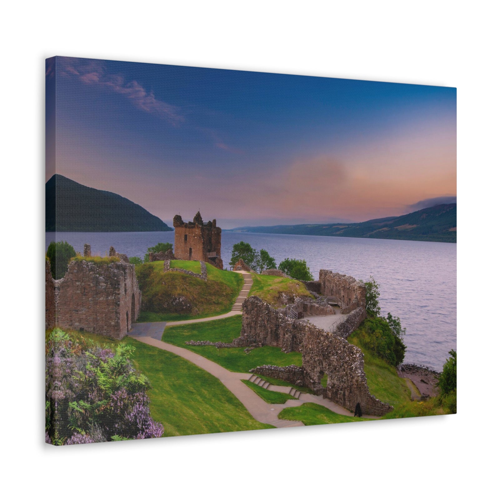 Ruins of Urquhart Castle Ness Scotland Nature Wilderness Photography Canvas Wall Art for Home Decor Ready-to-Hang-Express Your Love Gifts