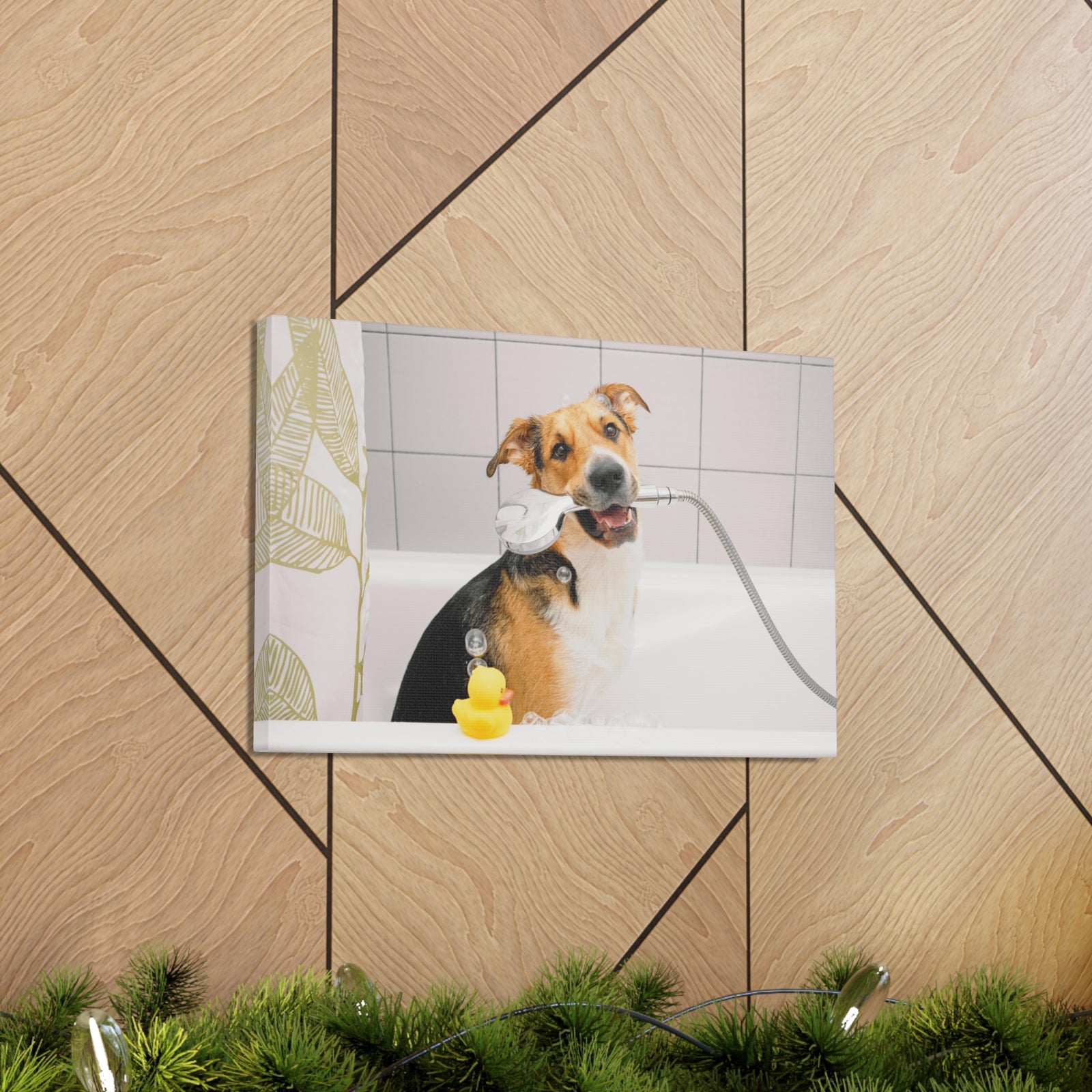Cute Mongrel Bath Canvas Wall Art for Home Decor Ready-to-Hang-Express Your Love Gifts
