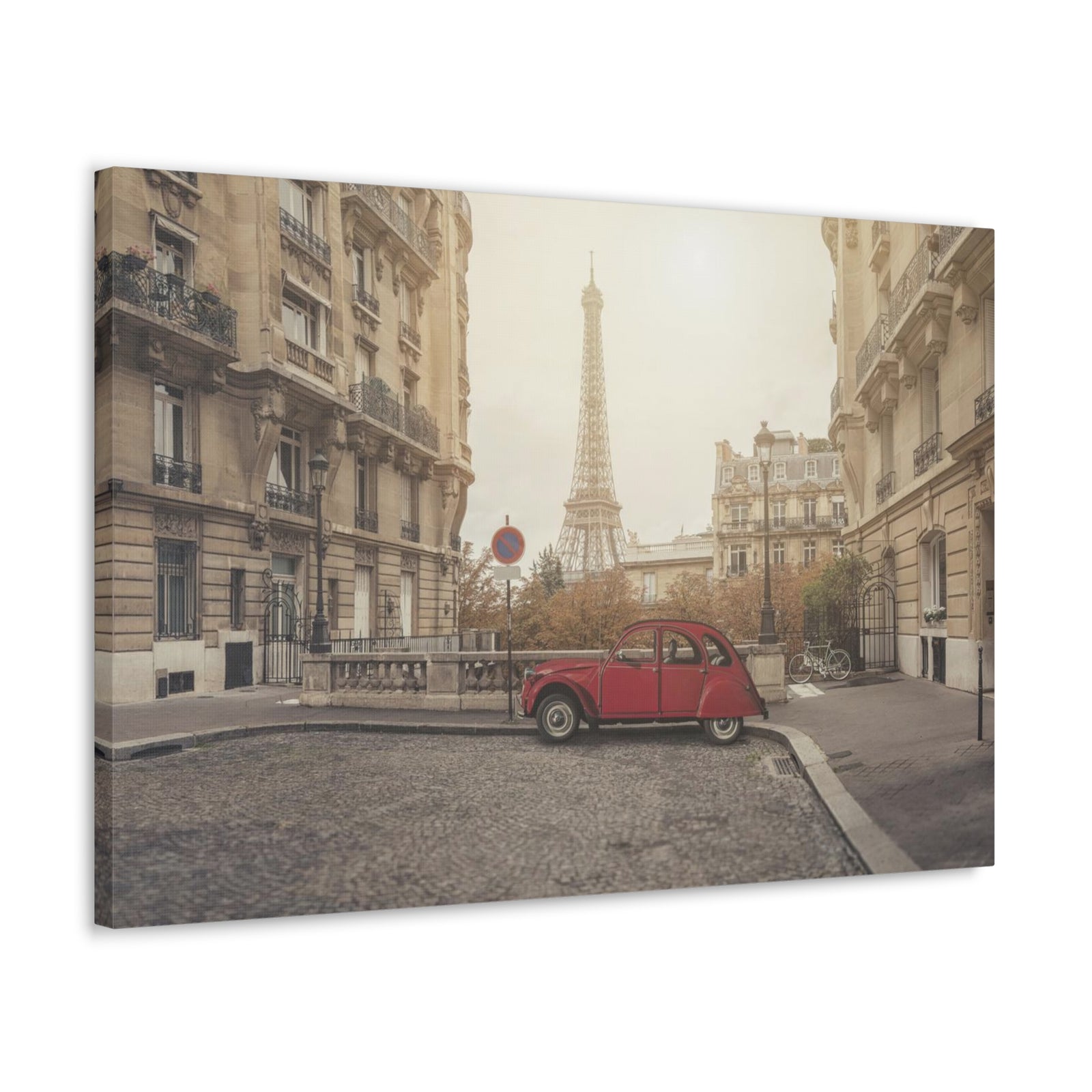 Eiffel Tower Retro Bike Paris Sunset Skyline Canvas Artwork High-Quality Breathtaking Stunning Cityscape Home Decor Ready to Hang-Express Your Love Gifts