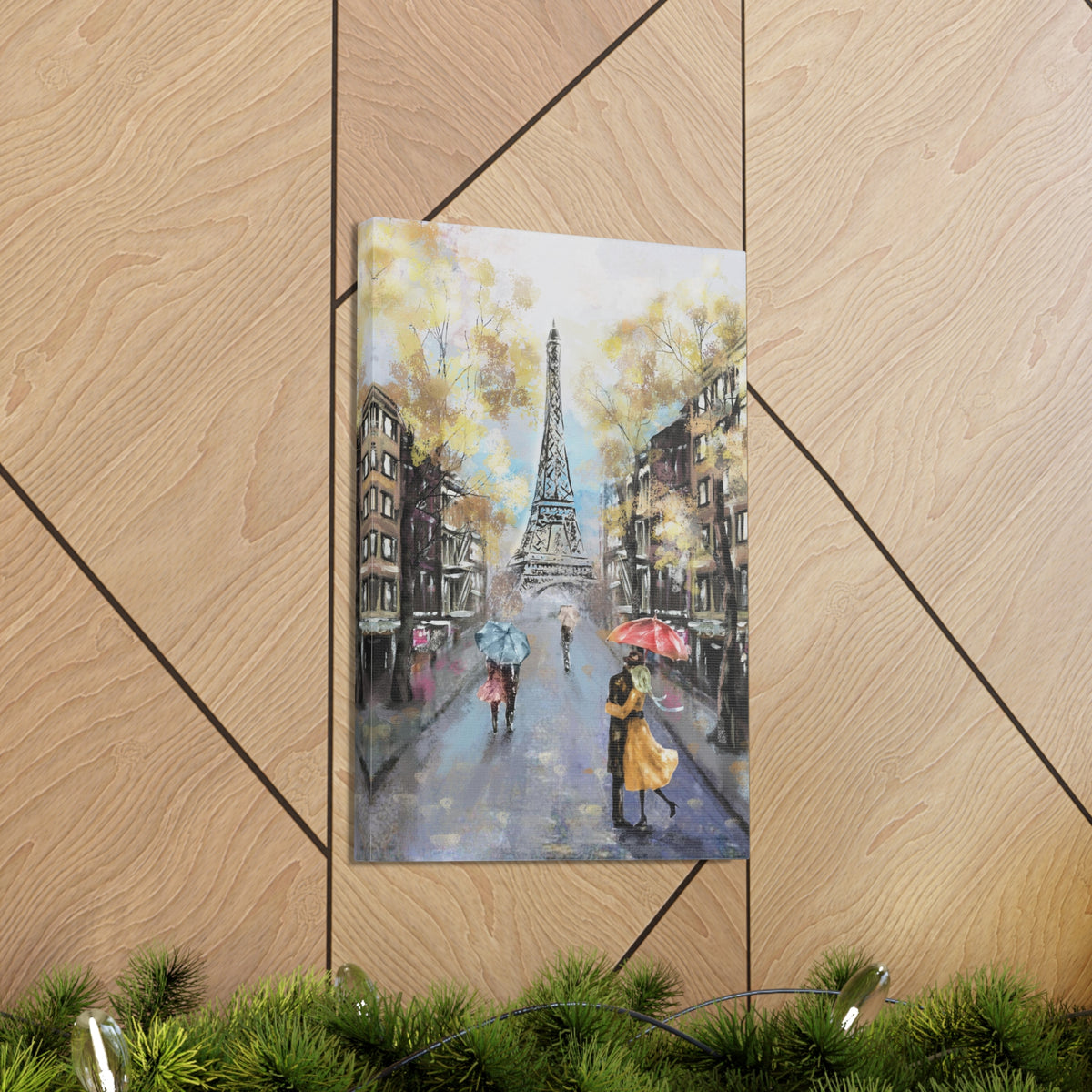Eiffel Tower Romantic French Couple France Canvas Artwork High-Quality Breathtaking French City for Home Decor Ready to Hang-Express Your Love Gifts