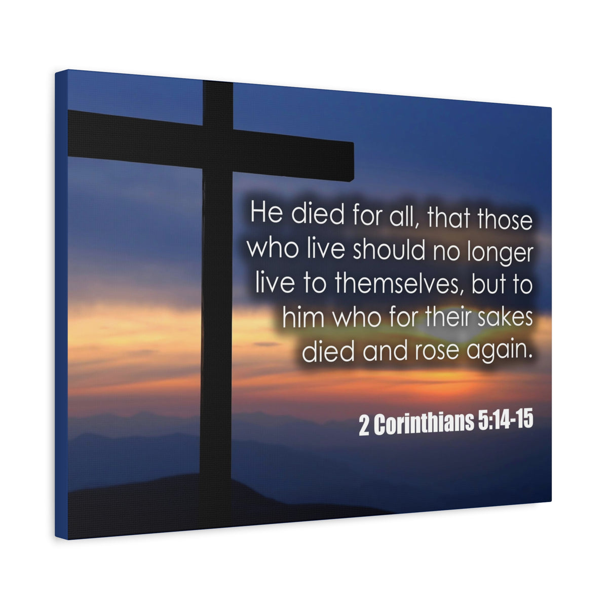Bible Verse Canvas He Died For All 2 Corinthians 5:14-15 Christian Home Décor Wall Art Scripture Ready to Hang Faith Print-Express Your Love Gifts