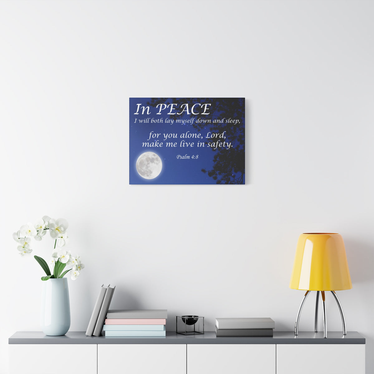 Bible Verse Canvas In Peace Psalm 4:8 Christian Home Decor Scripture Art-Express Your Love Gifts