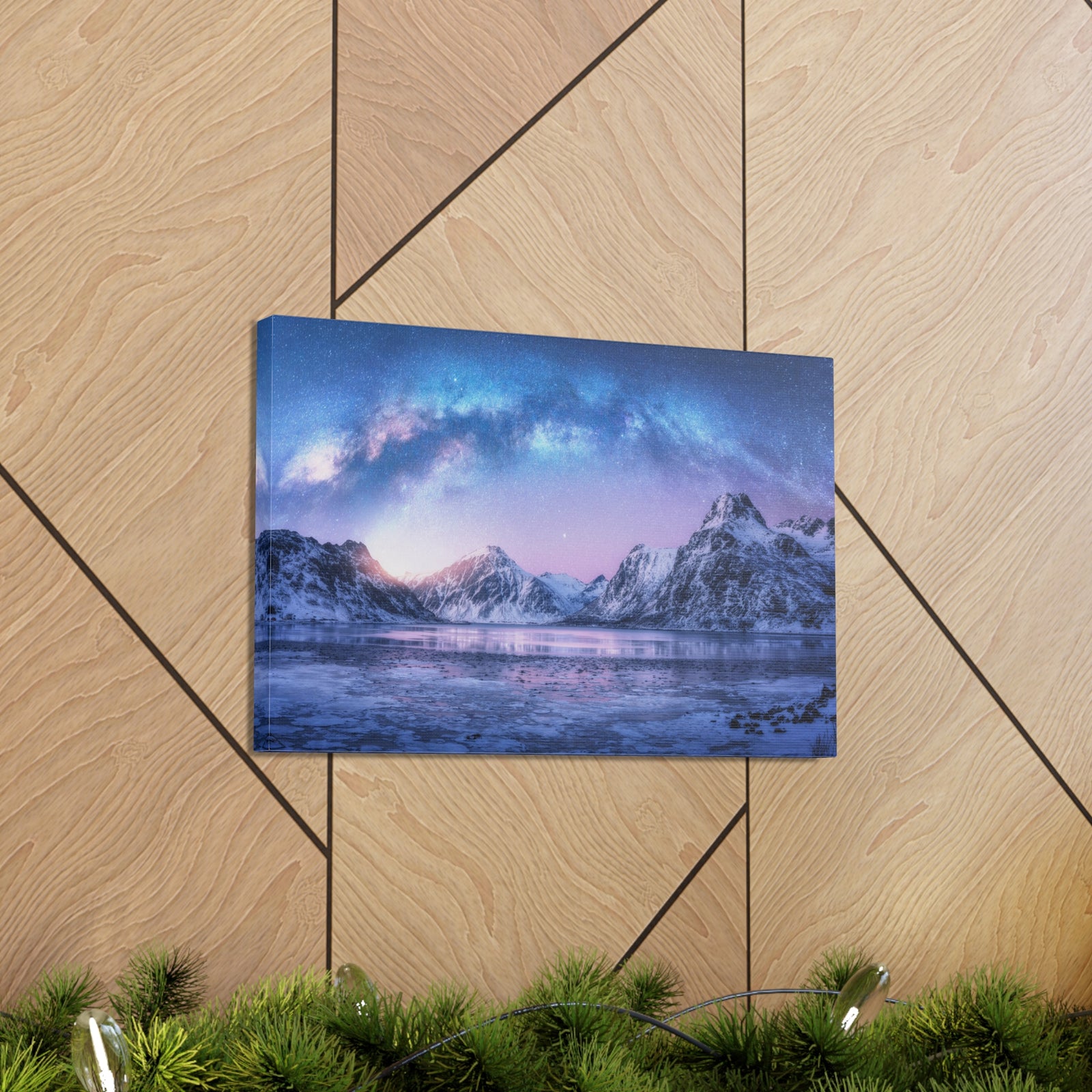 Winter Snow Mountain Lake Nature Wilderness Photography Canvas Wall Art for Home Decor Ready-to-Hang-Express Your Love Gifts