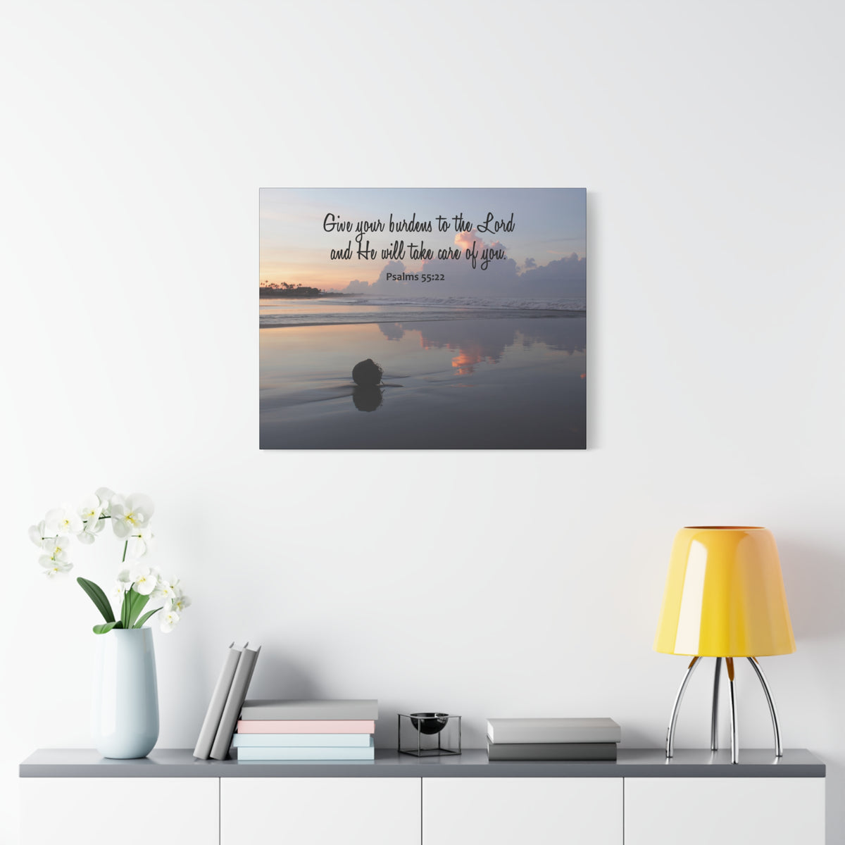 Scripture Walls Care Of You Psalms 55:22 Bible Verse Canvas Christian Wall Art Ready to Hang-Express Your Love Gifts