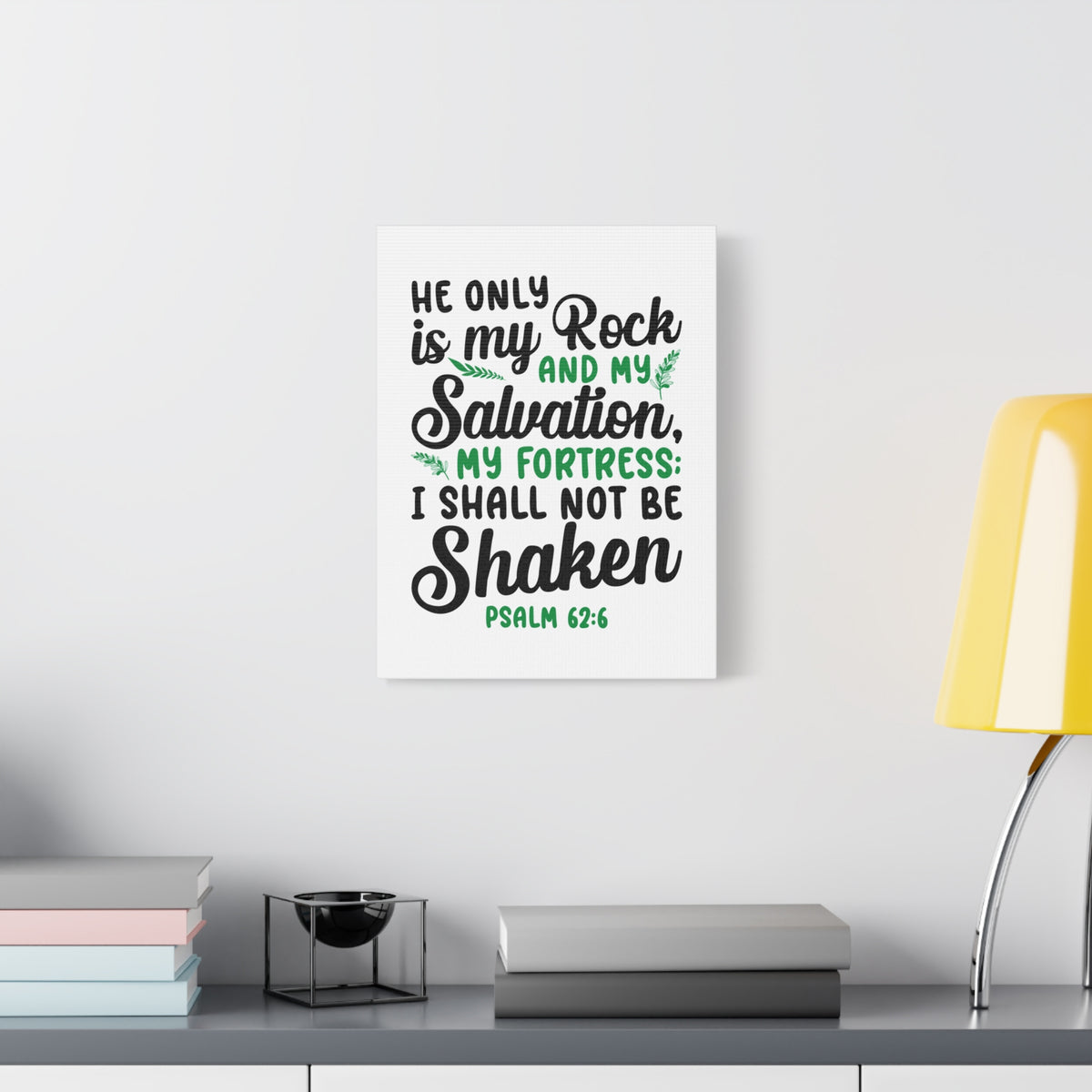 Scripture Canvas Salvation My Fortress Psalm 62:6 Christian Wall Art Bible Verse Print Ready to Hang-Express Your Love Gifts