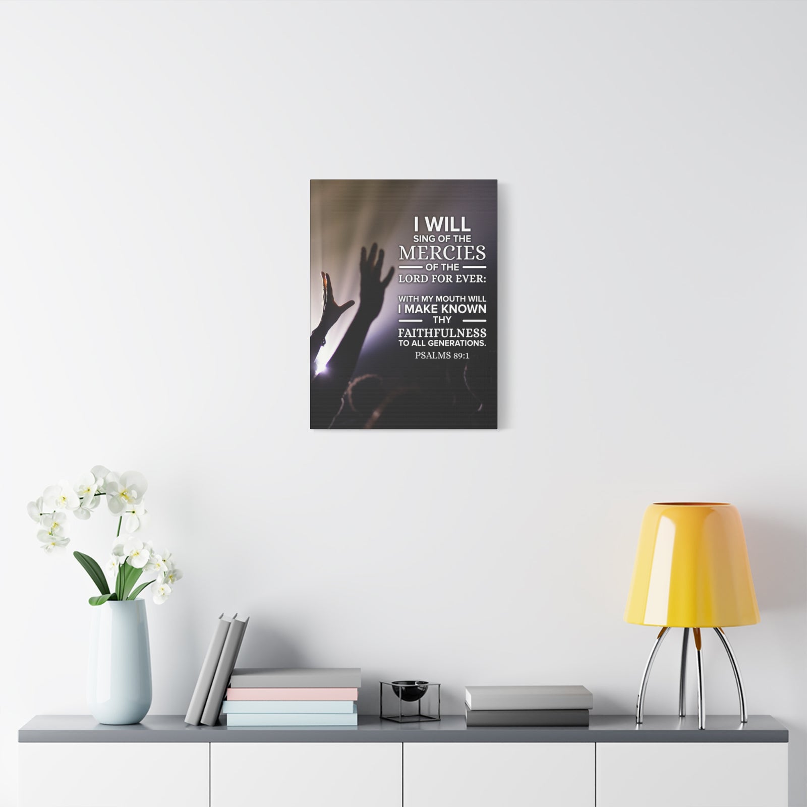 Scripture Canvas Mercies Psalm 89:1 Christian Wall Art Bible Verse Print Ready to Hang-Express Your Love Gifts