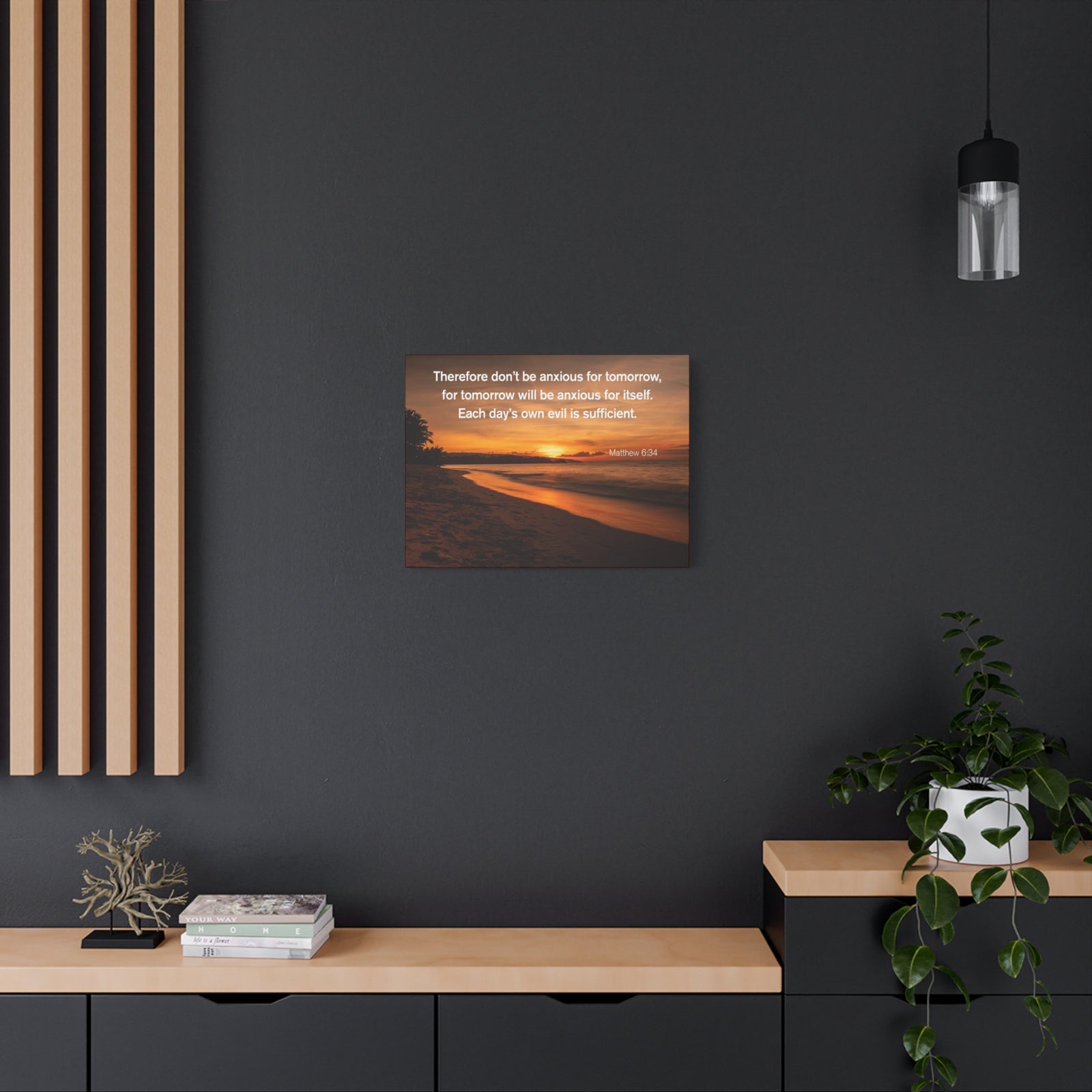 Scripture Walls Don't Be Anxious for Tomorrow Matthew 6:34 Christian Wall Art Print Ready to Hang Unframed-Express Your Love Gifts