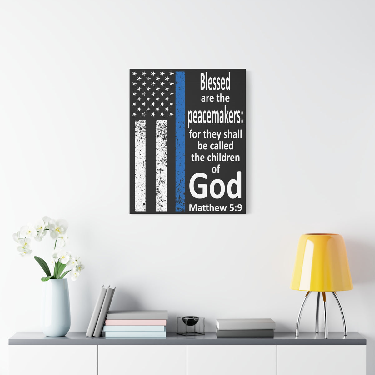 Scripture Walls Matthew 5:9 Police Officer Sign Bible Canvas Christian Wall Art Ready to Hang Unframed-Express Your Love Gifts