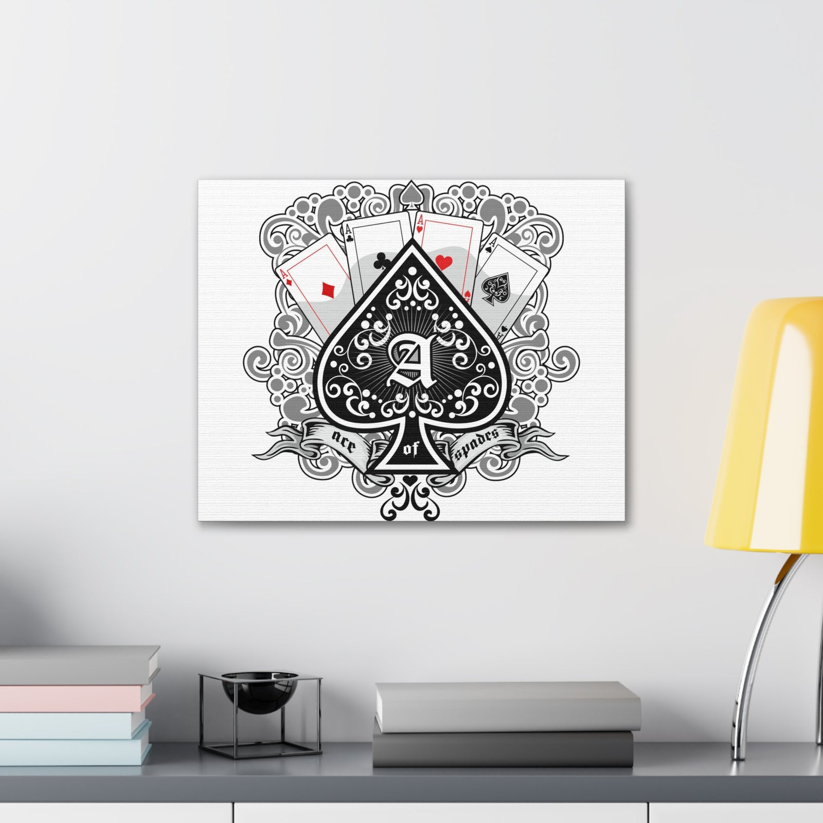 Gothic Coat Of Arms Ace Of Spades Playing Card Canvas Wall Art for Home Decor Ready-to-Hang-Express Your Love Gifts