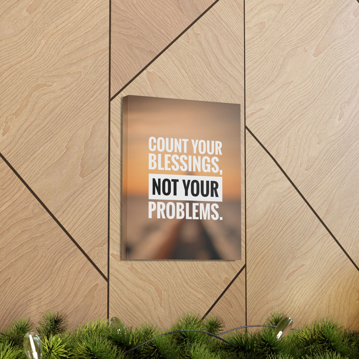 Inspirational Quote Canvas Count Your Blessing's Motivational Print Ready to Hang Artwork-Express Your Love Gifts