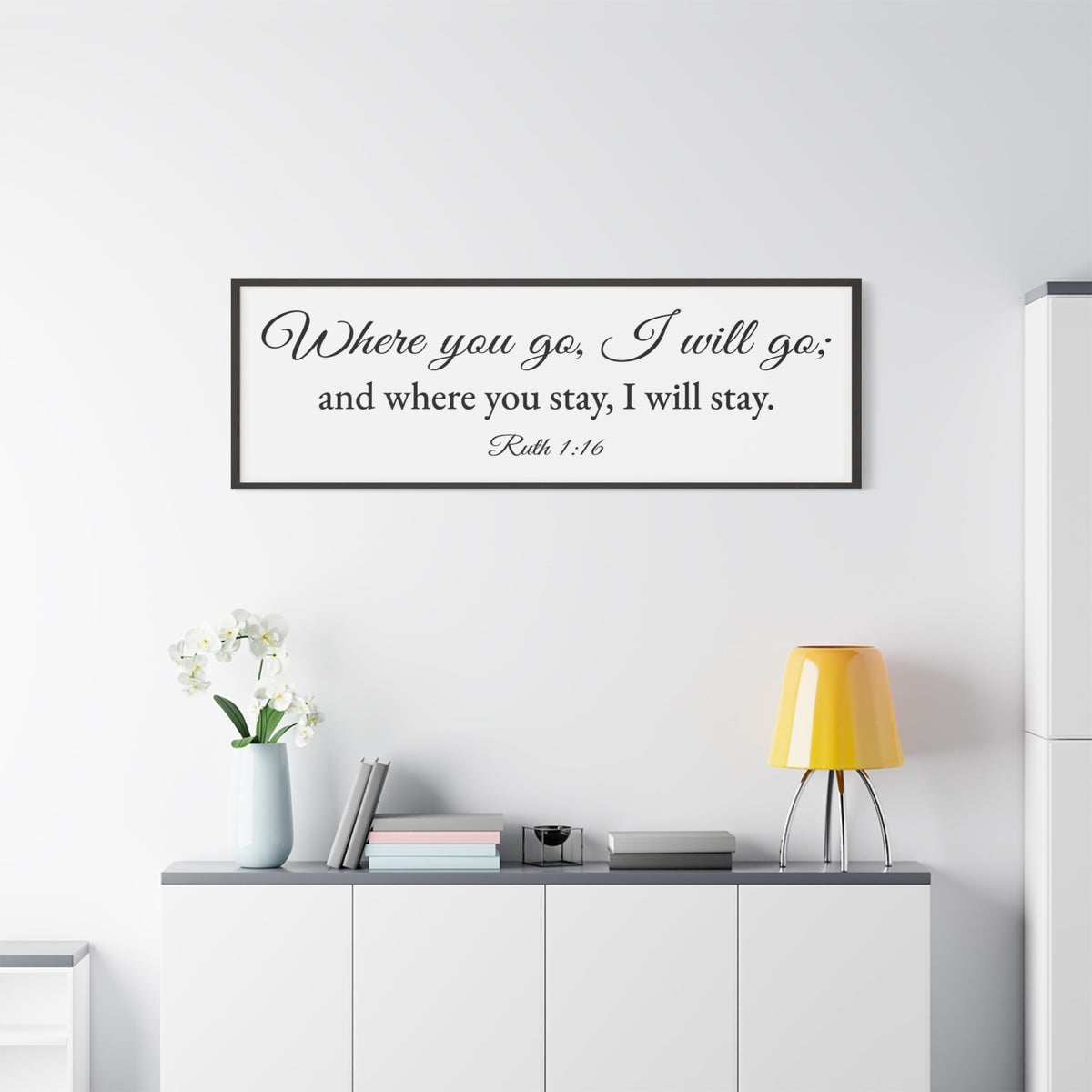 Scripture Walls Ruth 1:16 White Bible Verse Canvas Christian Wall Art Ready to Hang Unframed-Express Your Love Gifts