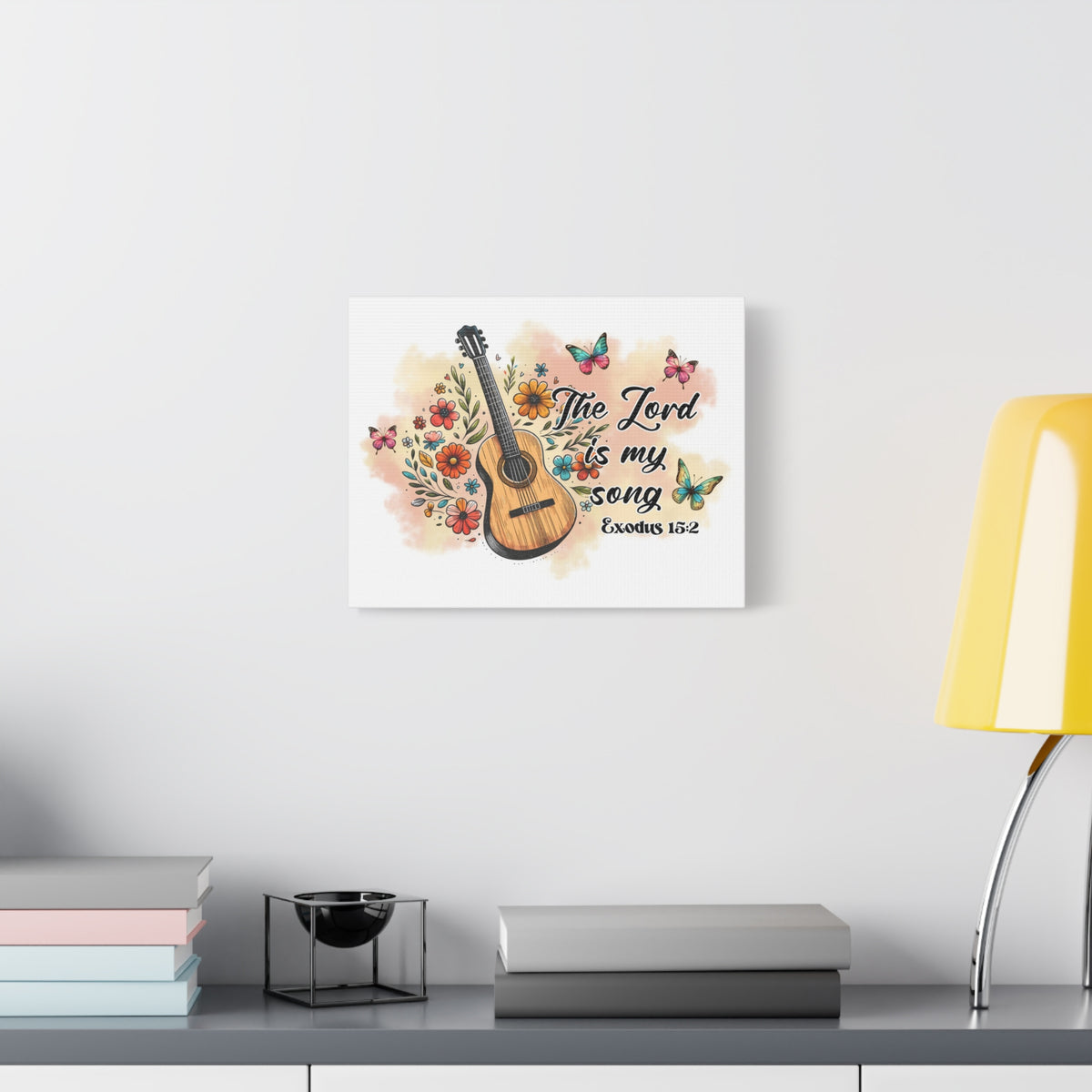 Scripture Walls Exodus 15:2 The Lord is My Song Bible Verse Canvas Christian Wall Art Ready to Hang Unframed-Express Your Love Gifts