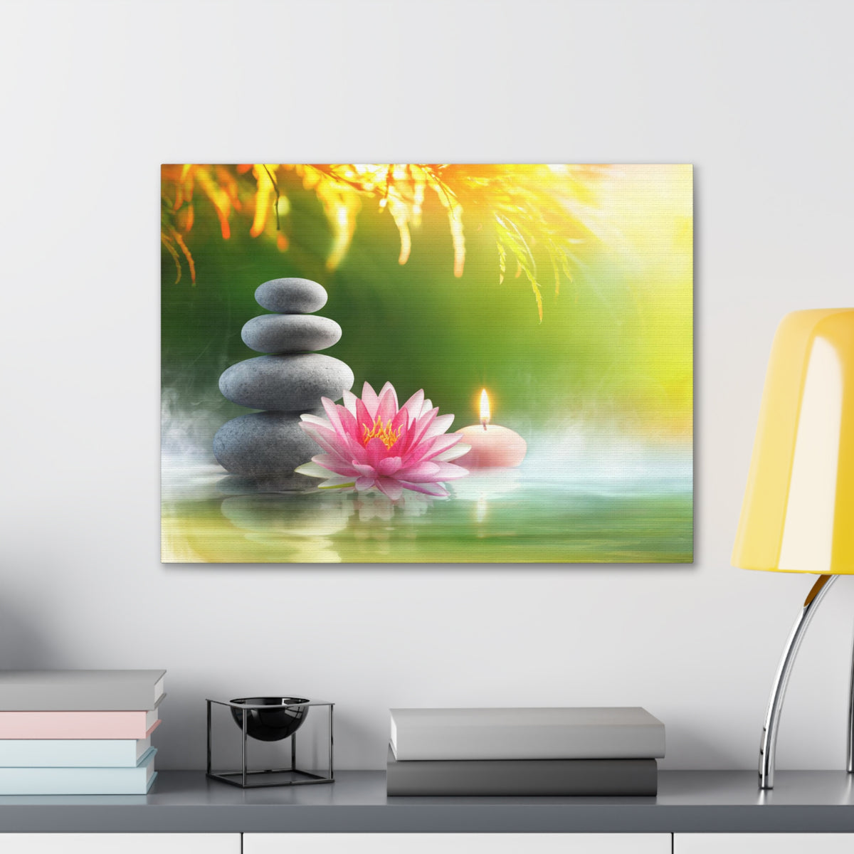 Relaxation with Massage Stones Forest Floral Nature Photography Canvas Wall Art for Home Decor Ready-to-Hang-Express Your Love Gifts